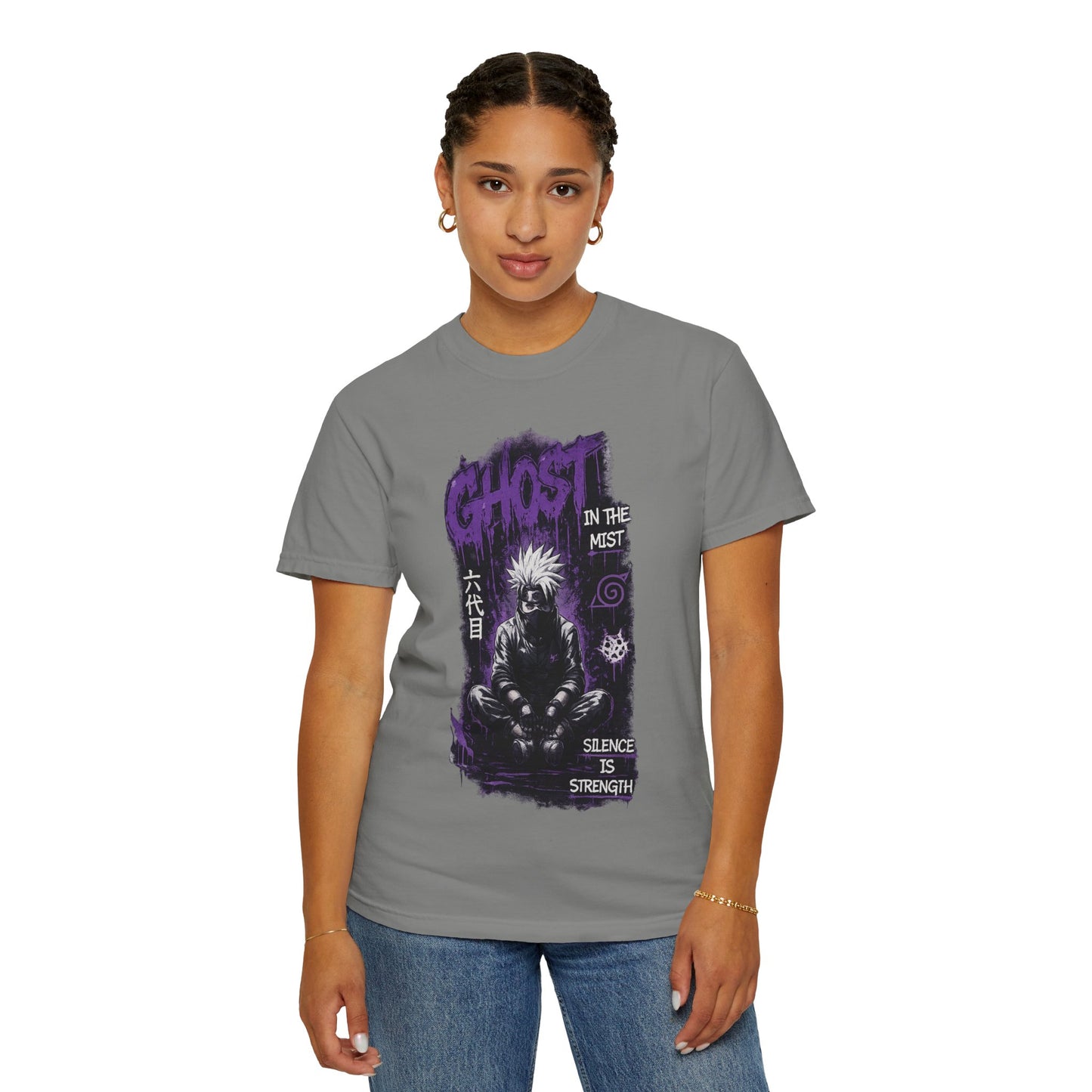 Ghost in the Mist Graphic T-Shirt — "Silence is Strength" Anime Tee