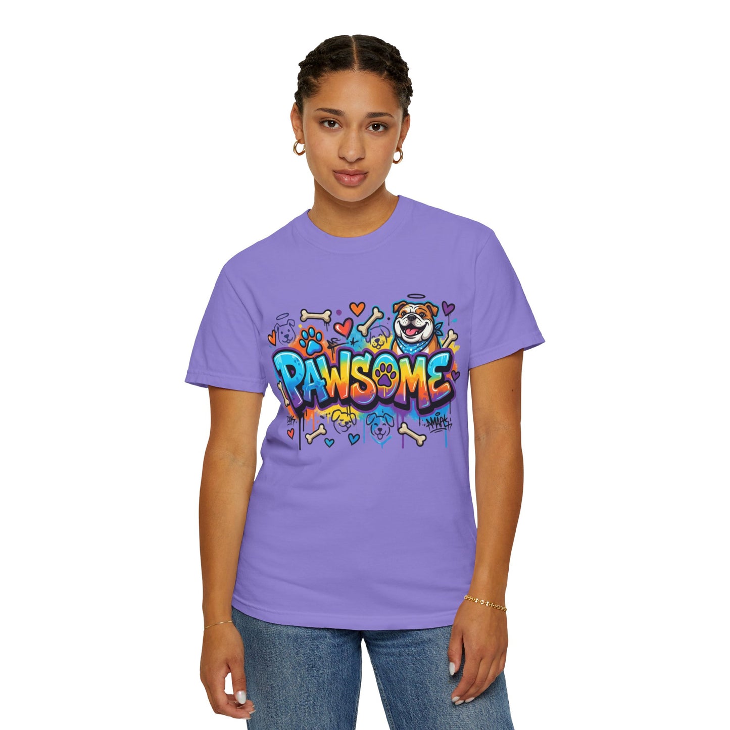 Pawsome Graffiti Dog T-Shirt — Colorful Pet Lover Tee