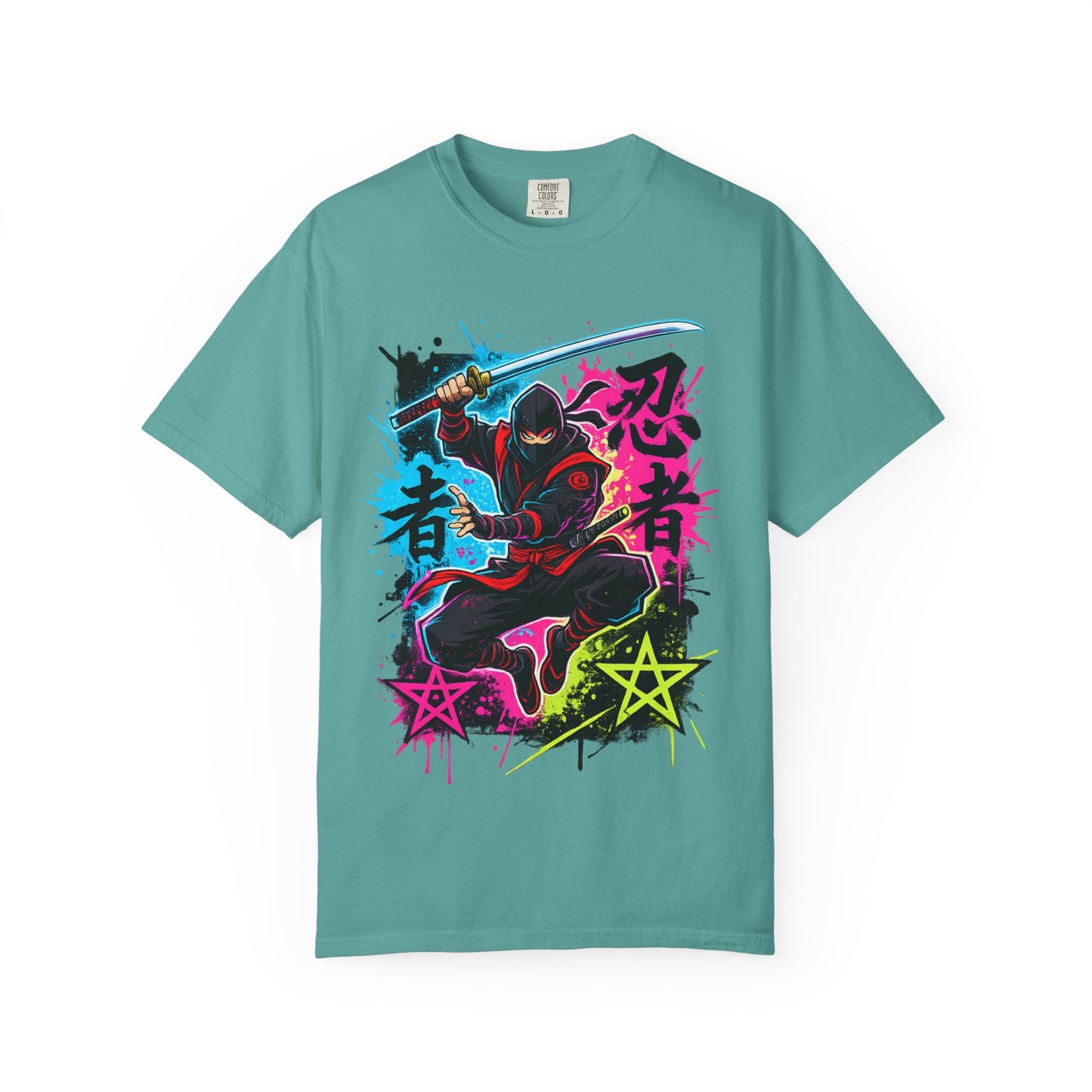 Neon Ninja Graphic T-Shirt — Vibrant Samurai Skate Style