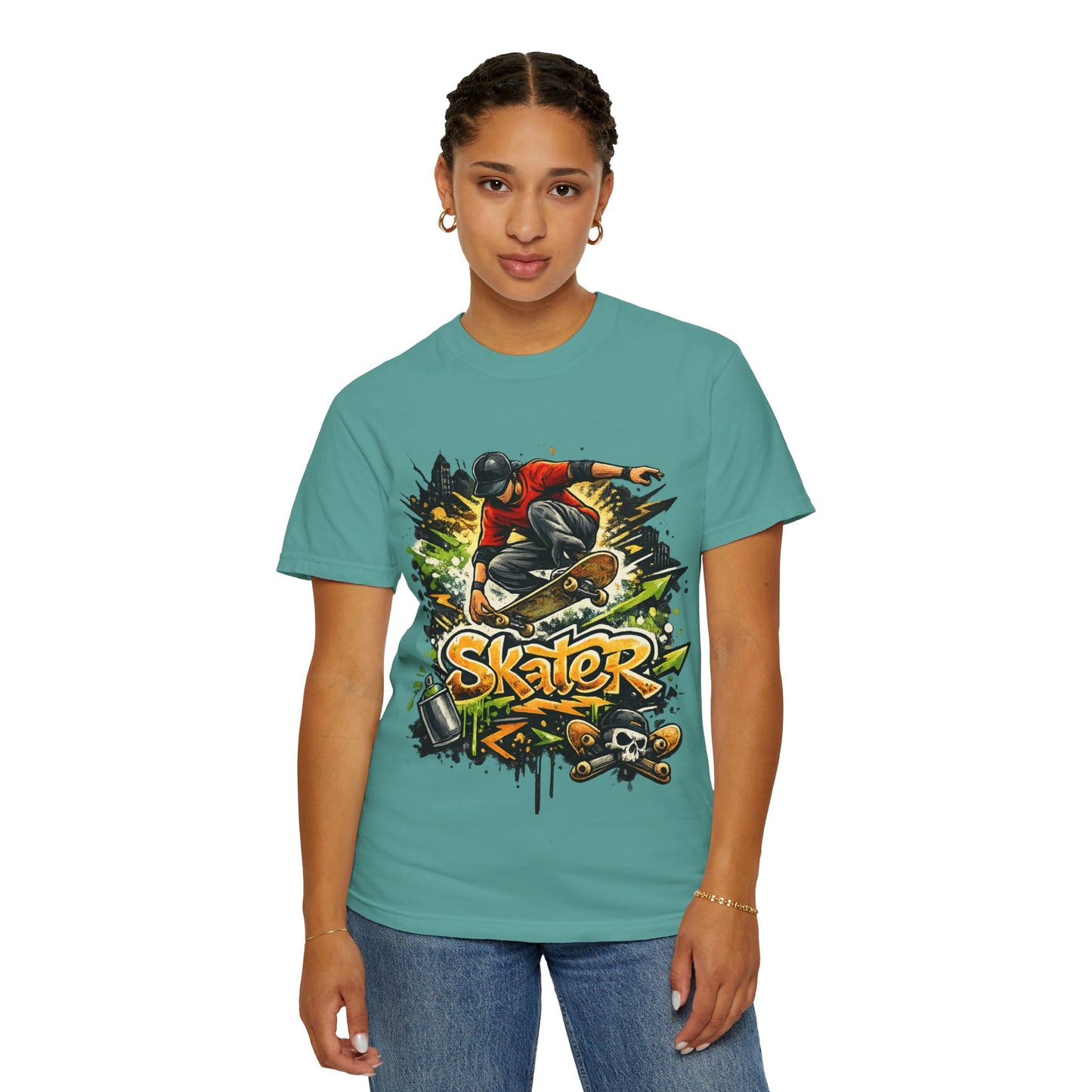 Skater Graphic T-Shirt - Unisex Garment-Dyed Tee for Skate Lovers