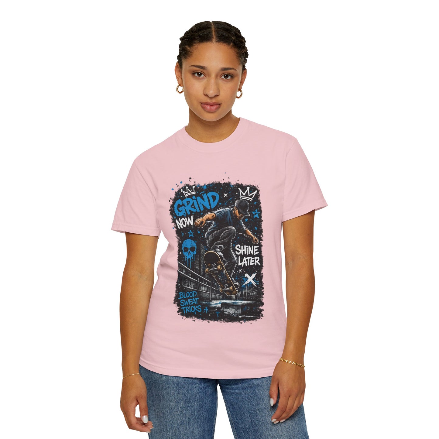 Skate Grind Now Tee — 'Grind Now Shine Later' Skateboard Graphic T-Shirt