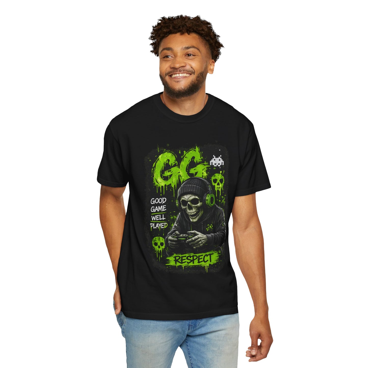 GG Respect Skull Gaming T-Shirt — "Good Game, Well Played" Graphic Tee