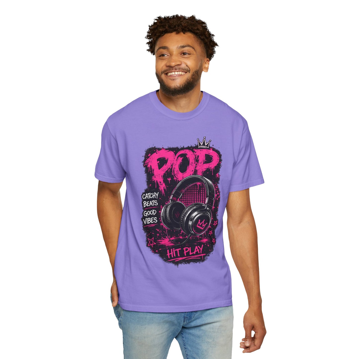 Pop Beats T-Shirt — 'POP' Headphones Graphic, Catchy Beats Good Vibes