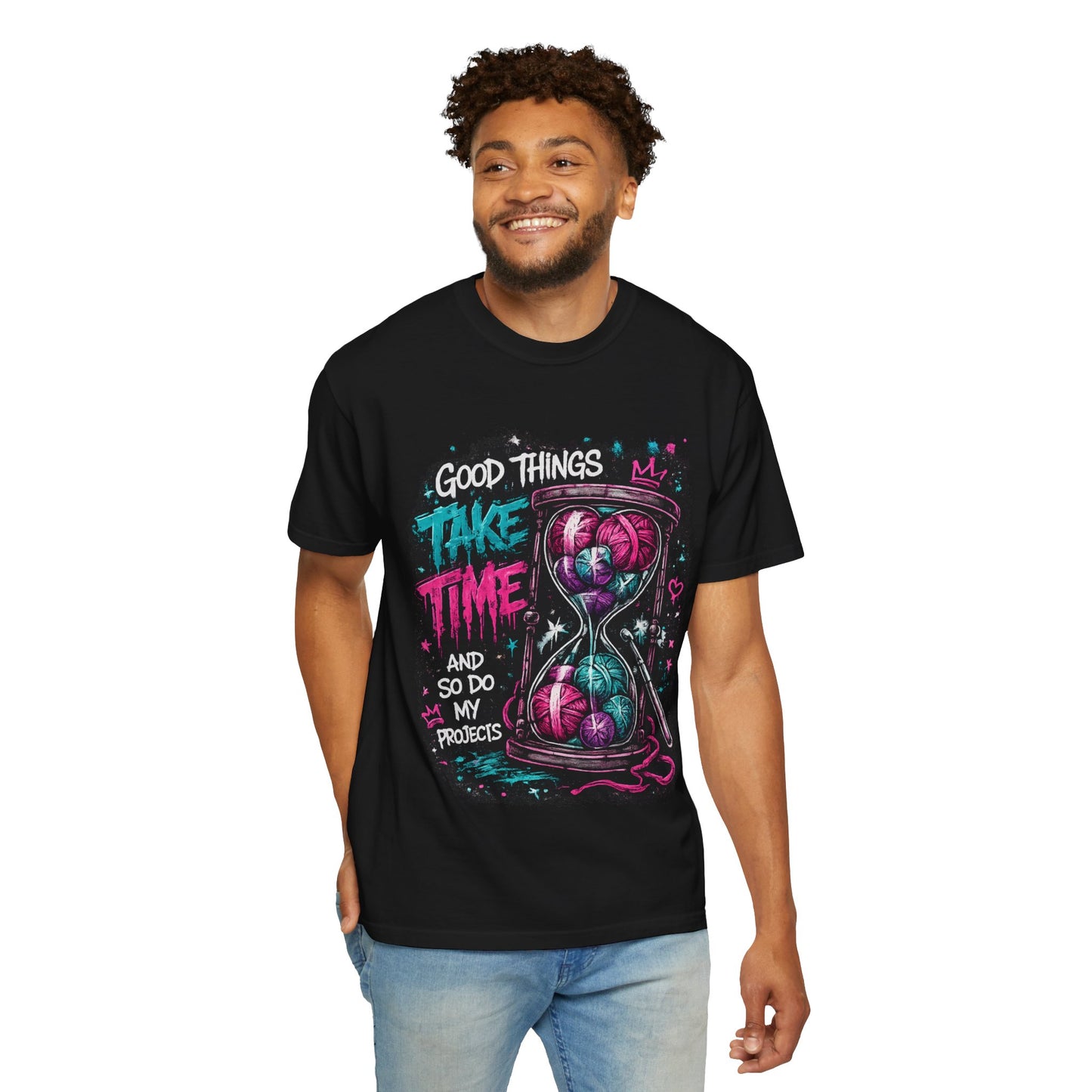 Motivational Hourglass T-Shirt — "Good Things Take Time" Graphic Tee