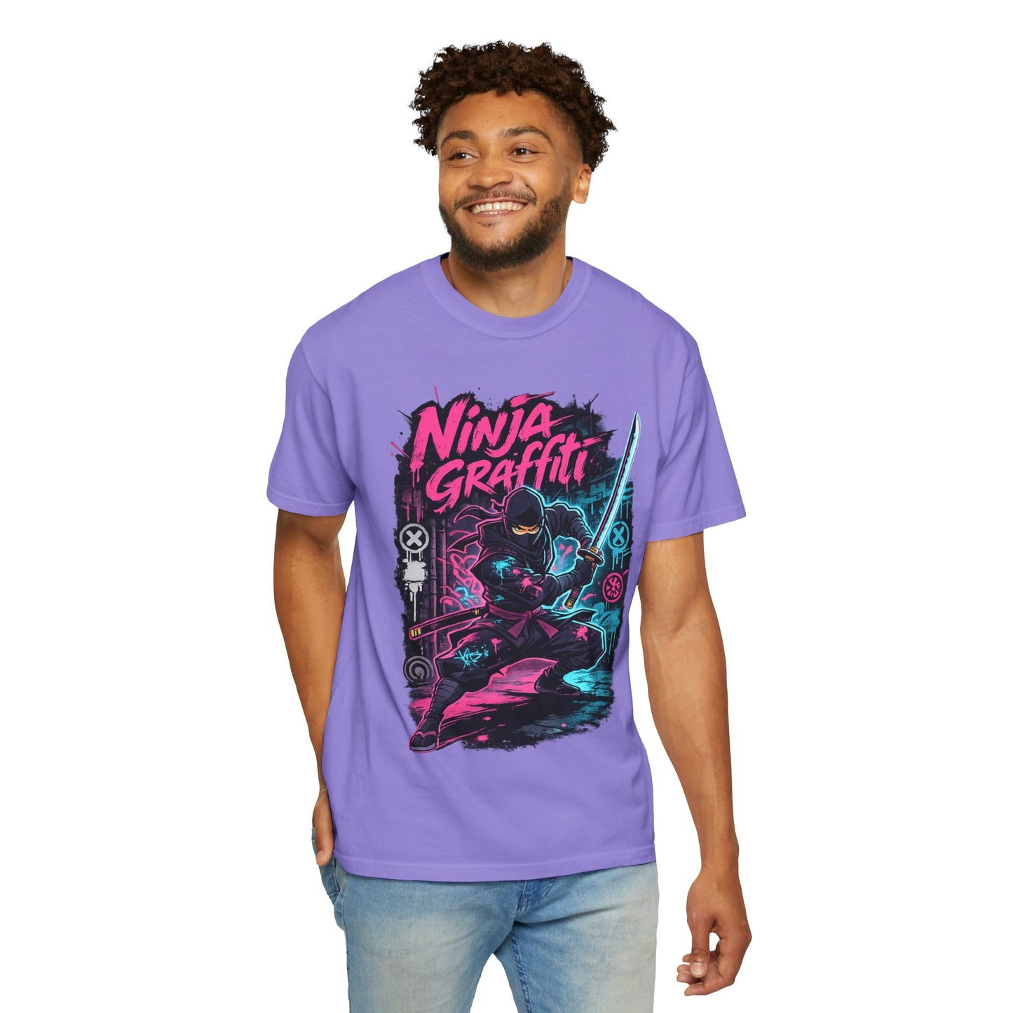 Ninja Graffiti T-Shirt — Neon Samurai Street Art Tee