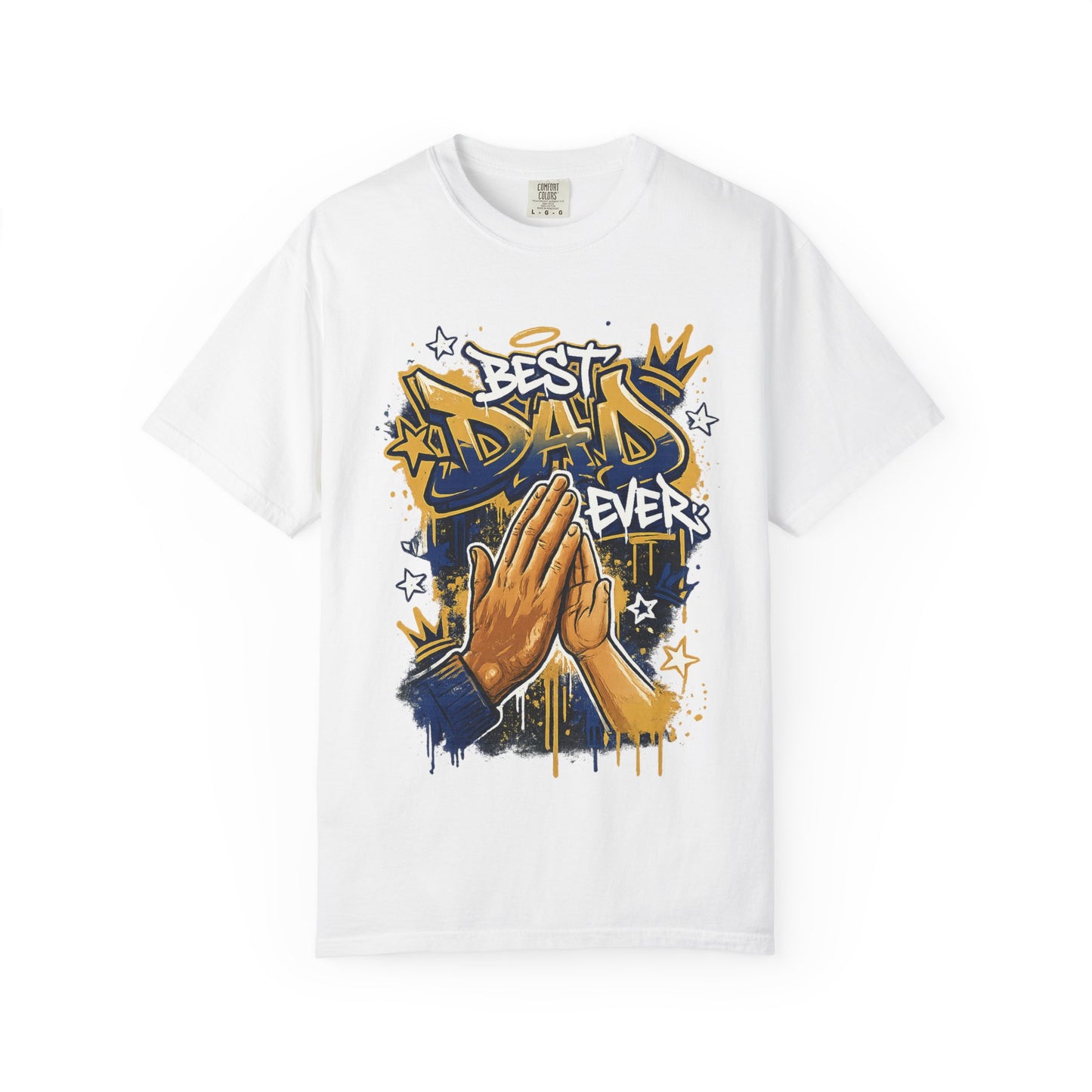 Best Dad Ever Praying Hands T-Shirt | Fatherhood Street Art Tee