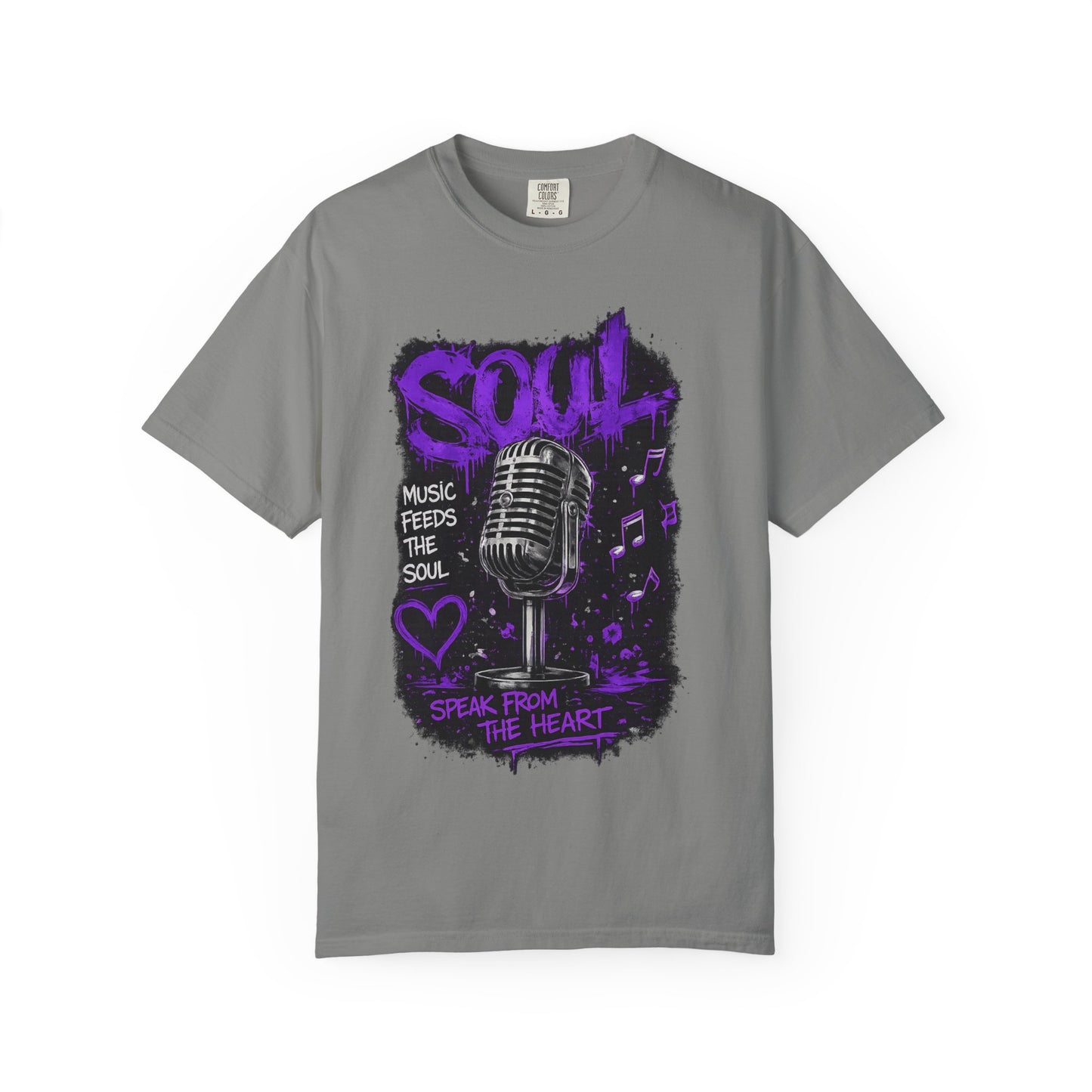 Soul Microphone T-Shirt — "Music Feeds the Soul" Vintage Mic Tee