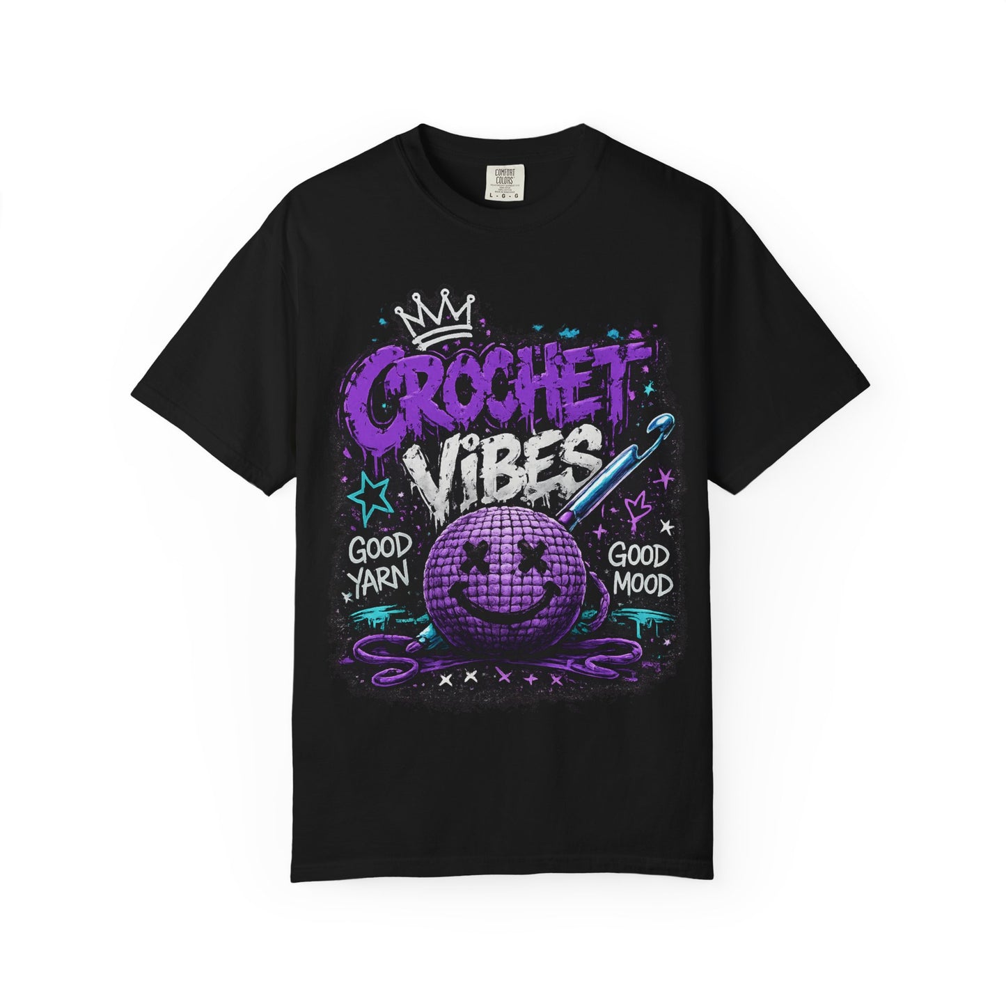 Crochet Vibes T-Shirt — 'Good Yarn, Good Mood' Graphic Tee