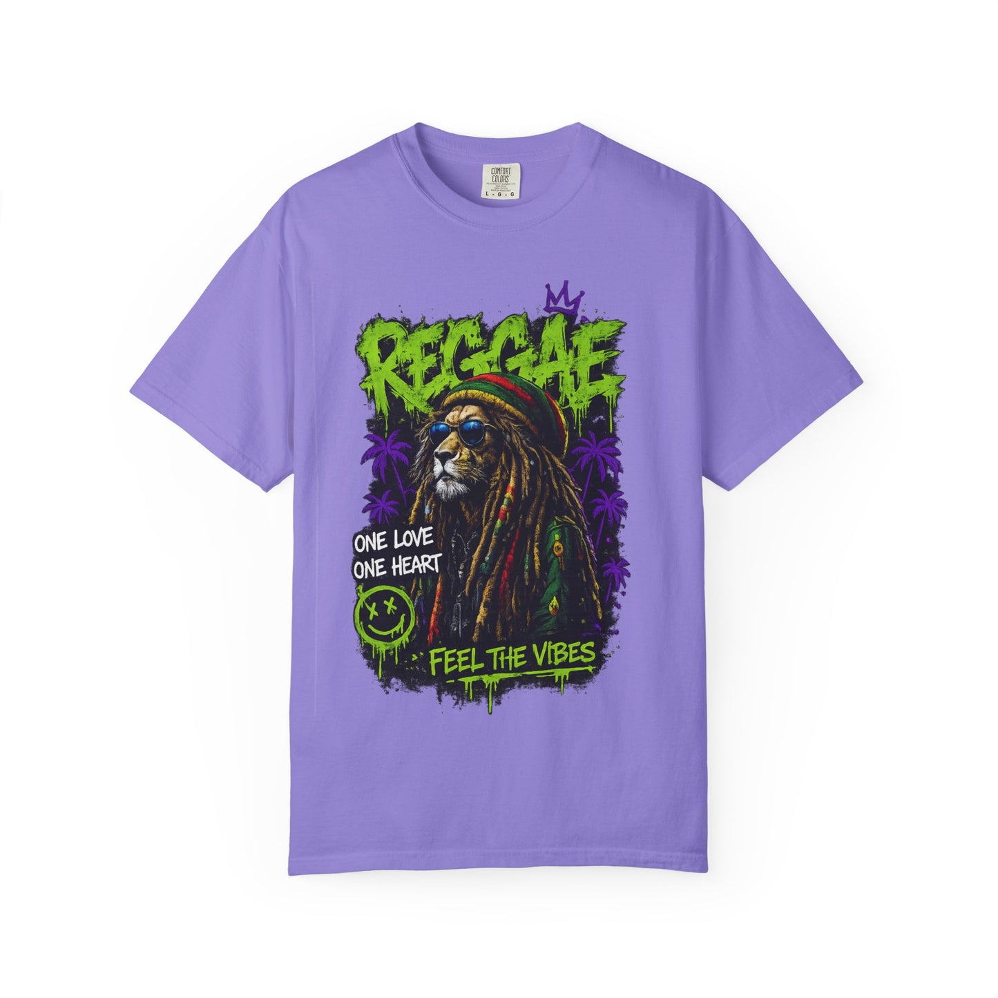 Reggae Lion T-Shirt — "One Love One Heart" Feel the Vibes Graphic Tee
