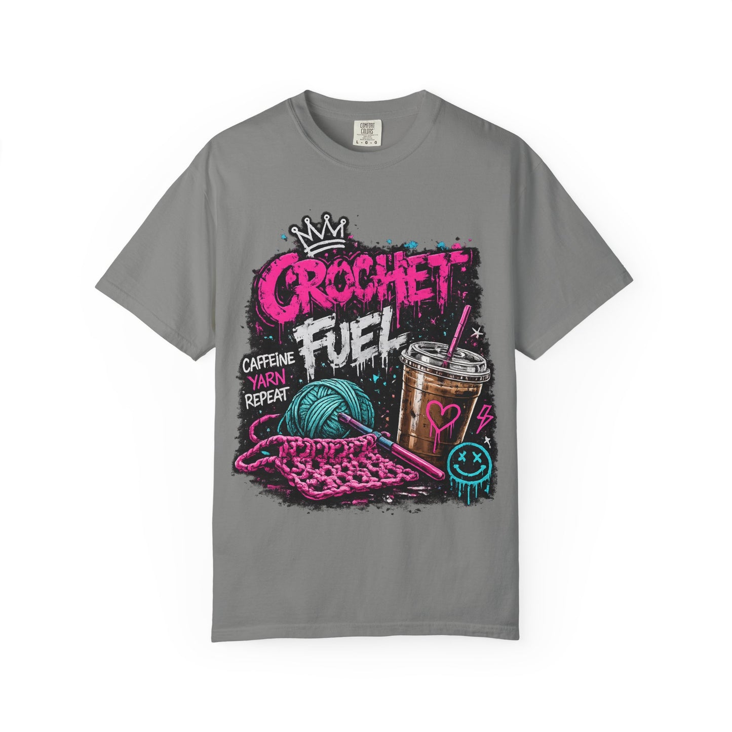 Crochet Fuel T-Shirt — Funny Yarn & Coffee Crochet Tee for Crafters