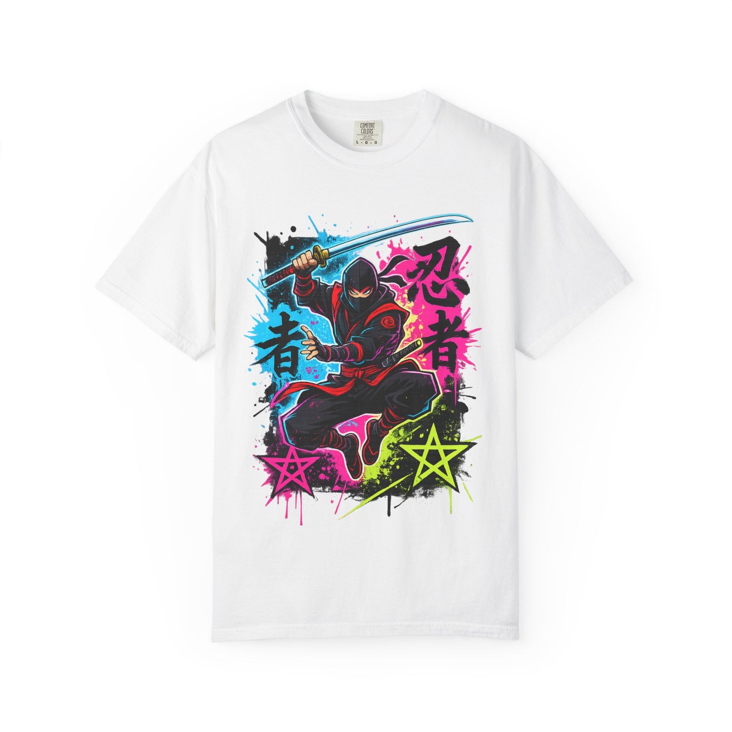 Neon Ninja Graphic T-Shirt — Vibrant Samurai Skate Style