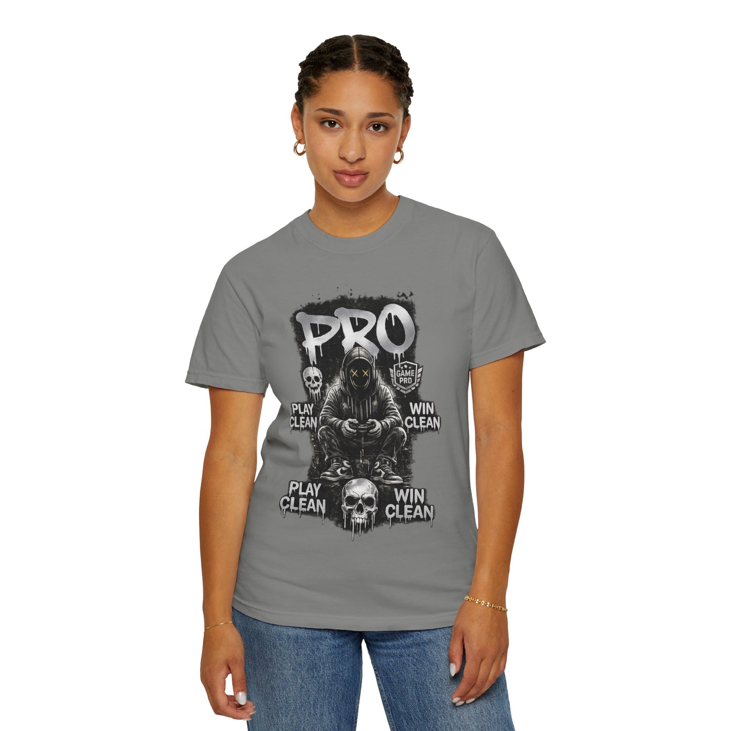 Pro Gamer Grim Reaper T-shirt | Play Clean Win Clean, Skull Controller Design