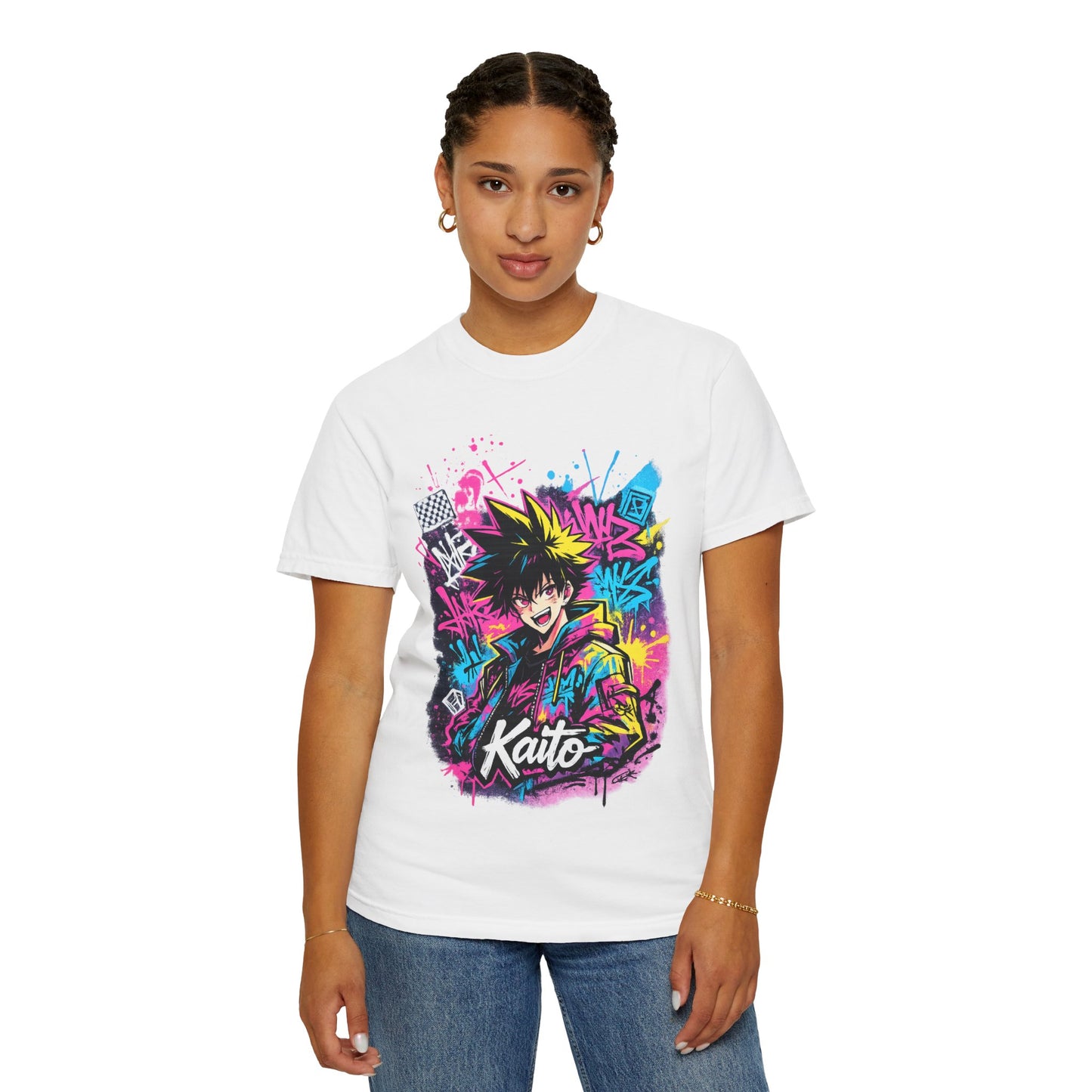 Kaito Anime Streetwear T-Shirt — Neon Graffiti Character Tee