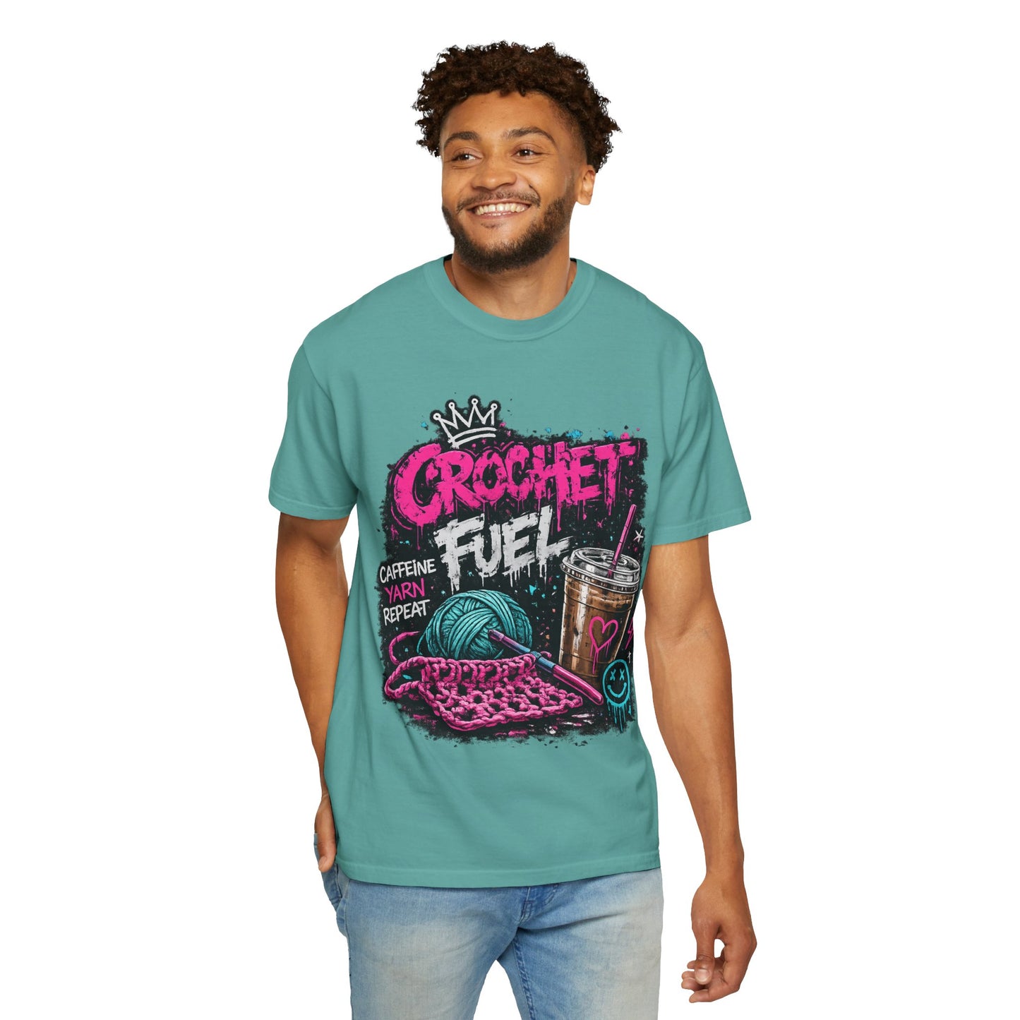 Crochet Fuel T-Shirt — Funny Yarn & Coffee Crochet Tee for Crafters