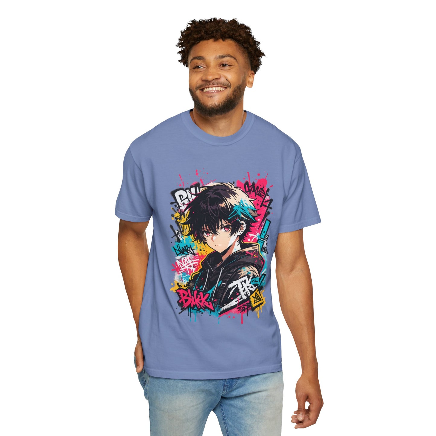 Anime Streetwear T‑Shirt — Graffiti Boy Graphic Tee