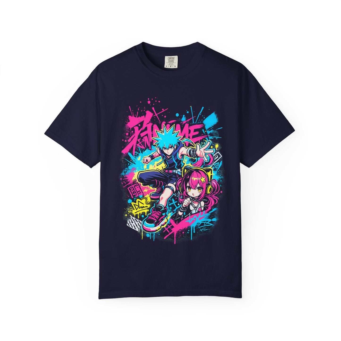 Anime Streetwear T‑Shirt — Neon Punk 'Eat Me' Graphic