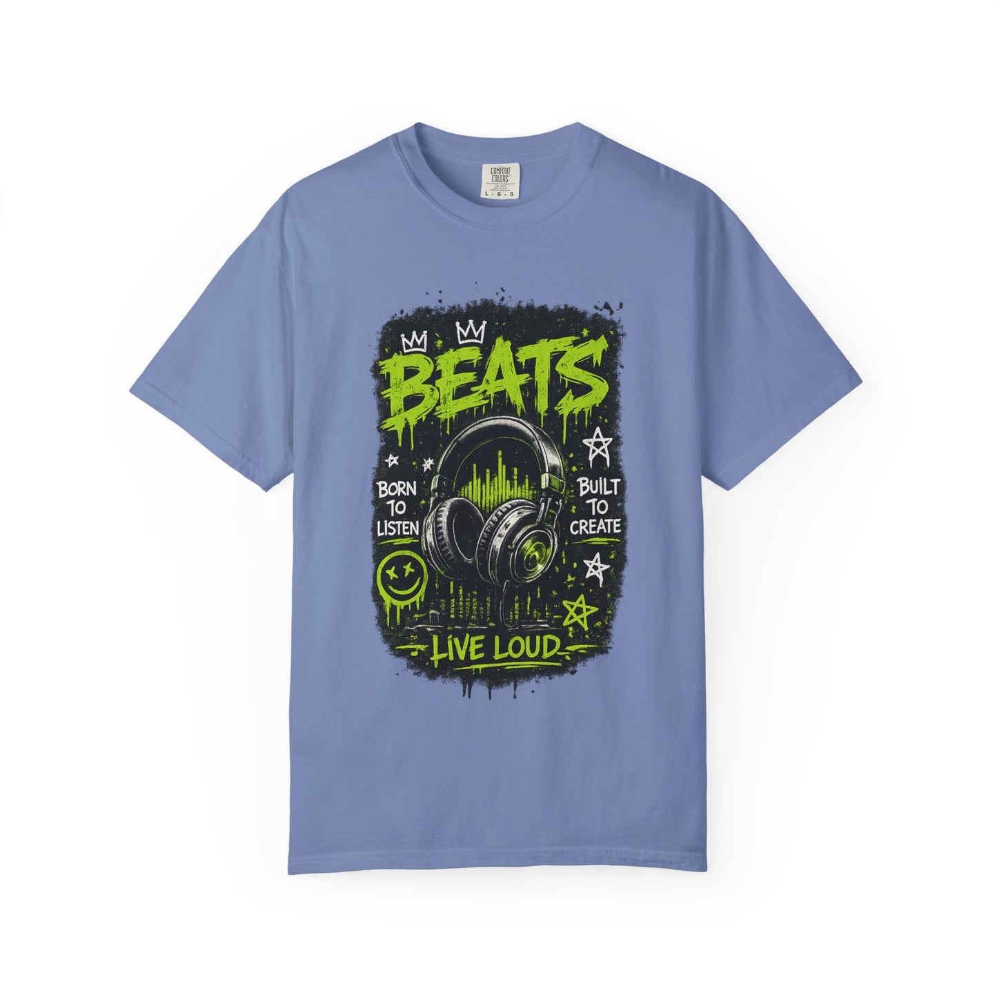 Beats Headphones Live Loud T-shirt | Music Graphic Tee, Neon Green
