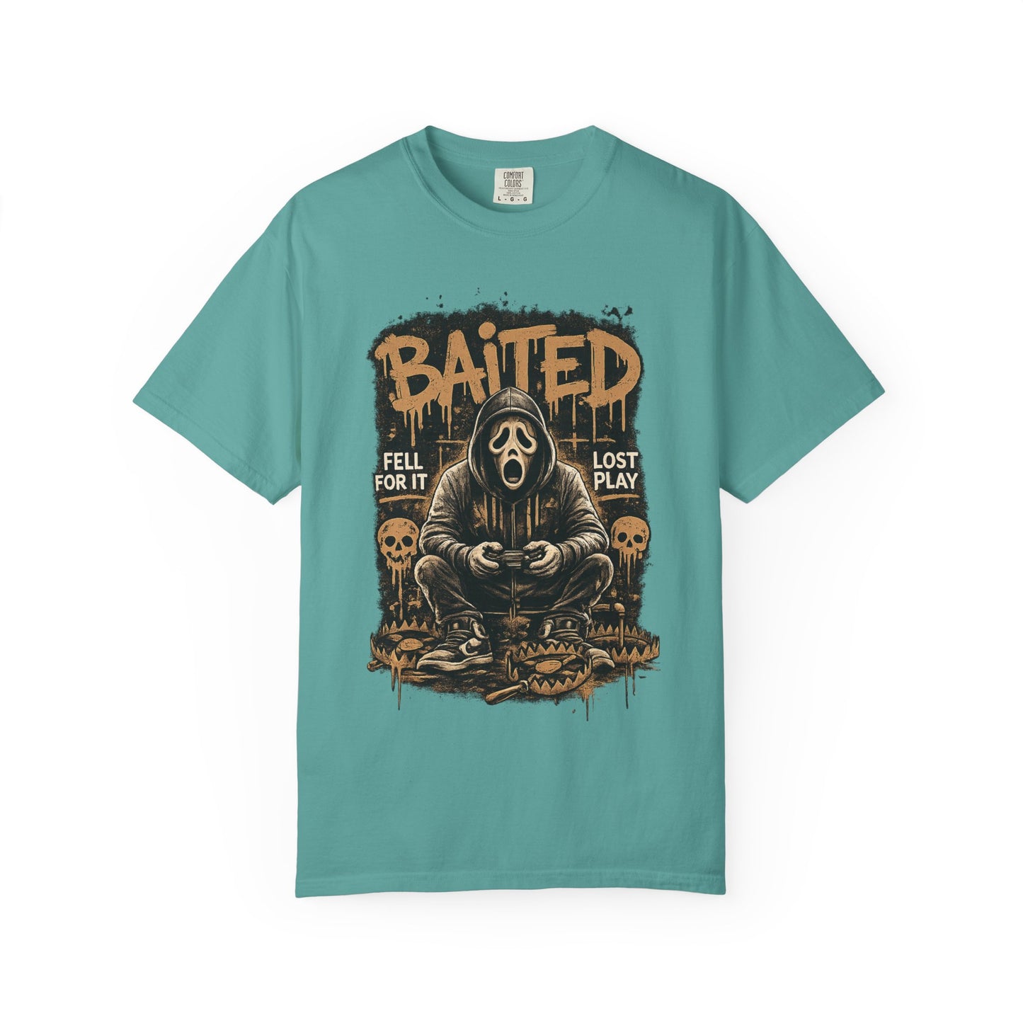 Baited Gamer Grim Reaper T-Shirt | Horror Skull Controller Design