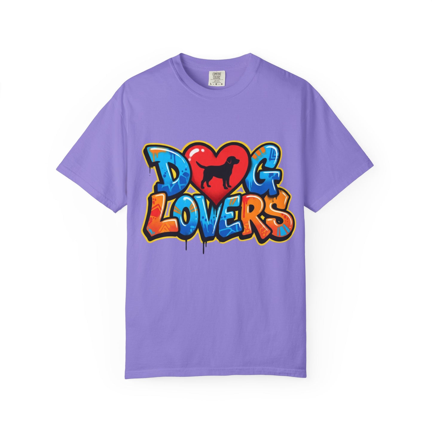 Dog Lovers Graffiti T-Shirt — Heart & Silhouette Pet Lover Tee