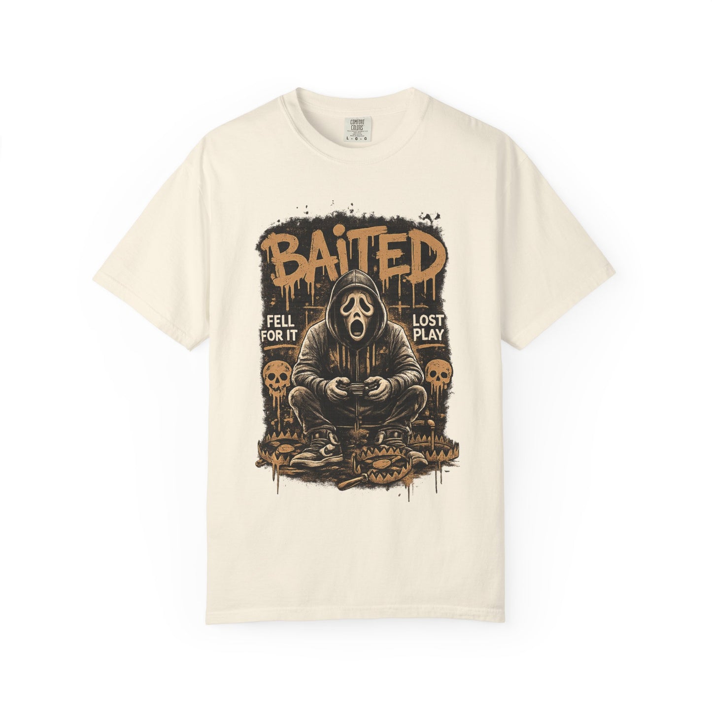 Baited Gamer Grim Reaper T-Shirt | Horror Skull Controller Design