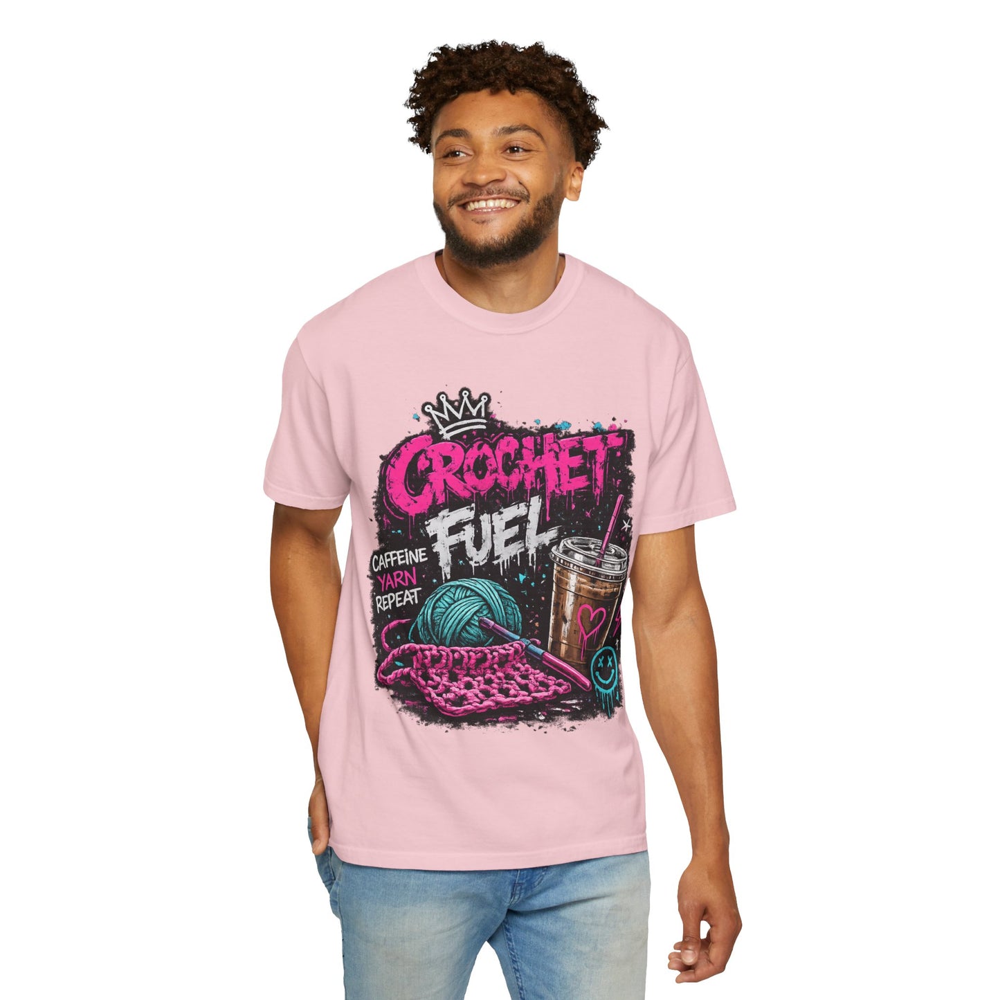Crochet Fuel T-Shirt — Funny Yarn & Coffee Crochet Tee for Crafters