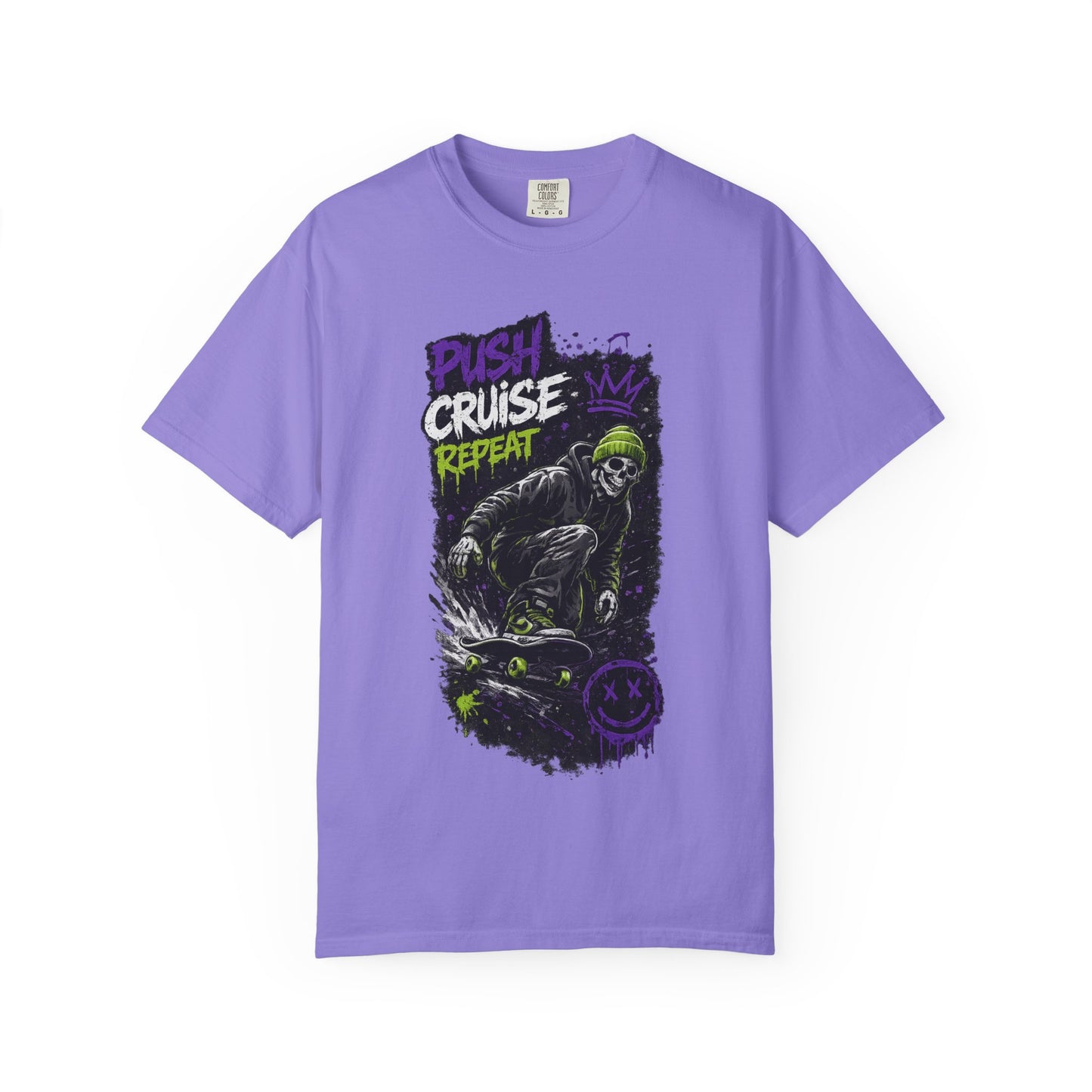 Skater Skull 'Push Cruise Repeat' T‑Shirt