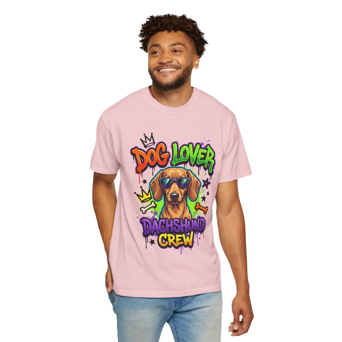 Dachshund Crew Dog Lover T-Shirt — Retro Graffiti Wiener Dog Tee