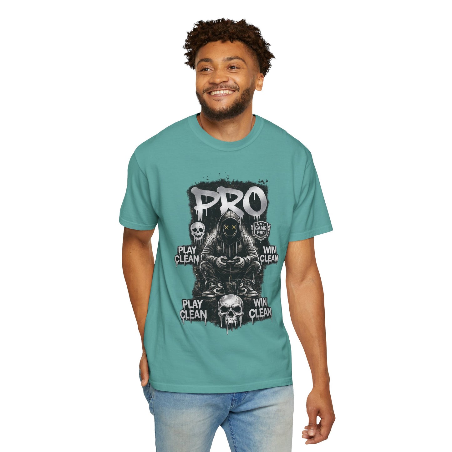 Pro Gamer Grim Reaper T-shirt | Play Clean Win Clean, Skull Controller Design