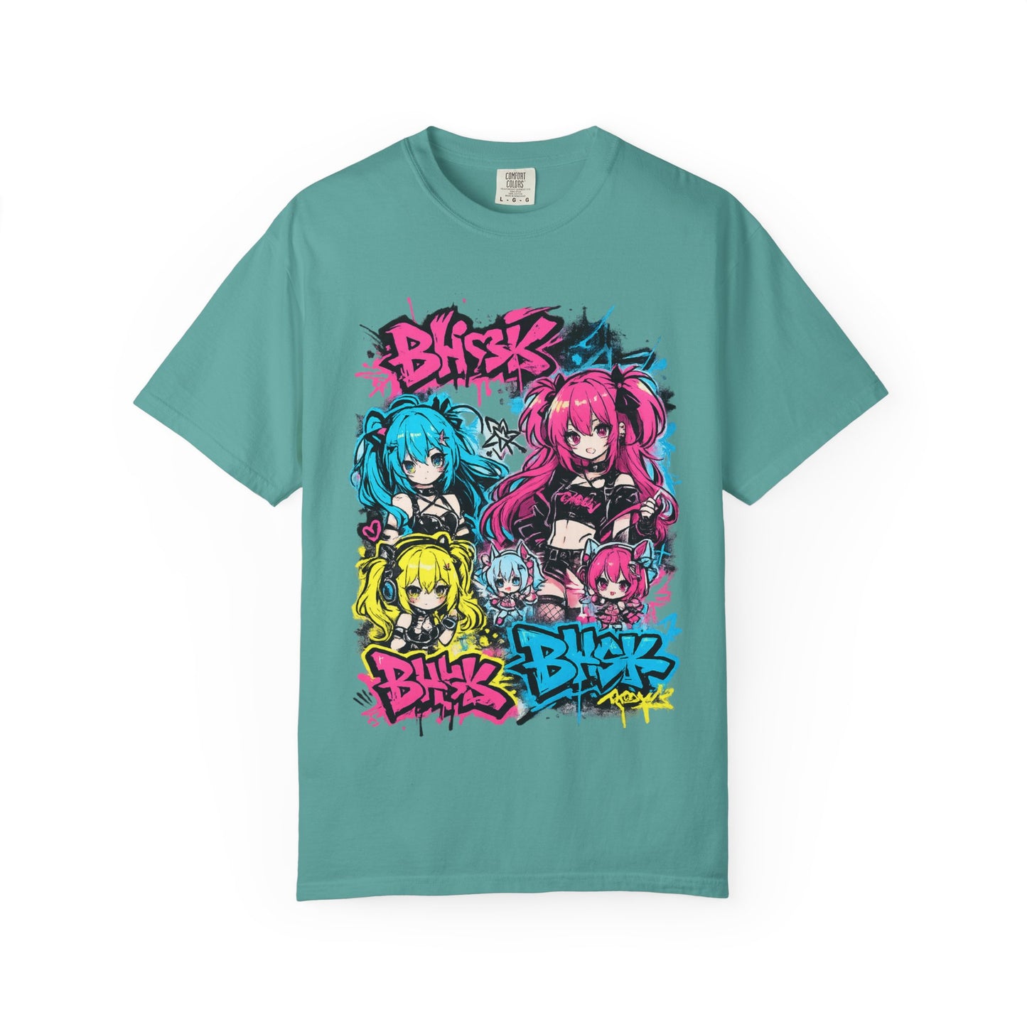 Anime Graffiti Girl Group T-Shirt — Colorful Vocaloid Streetwear