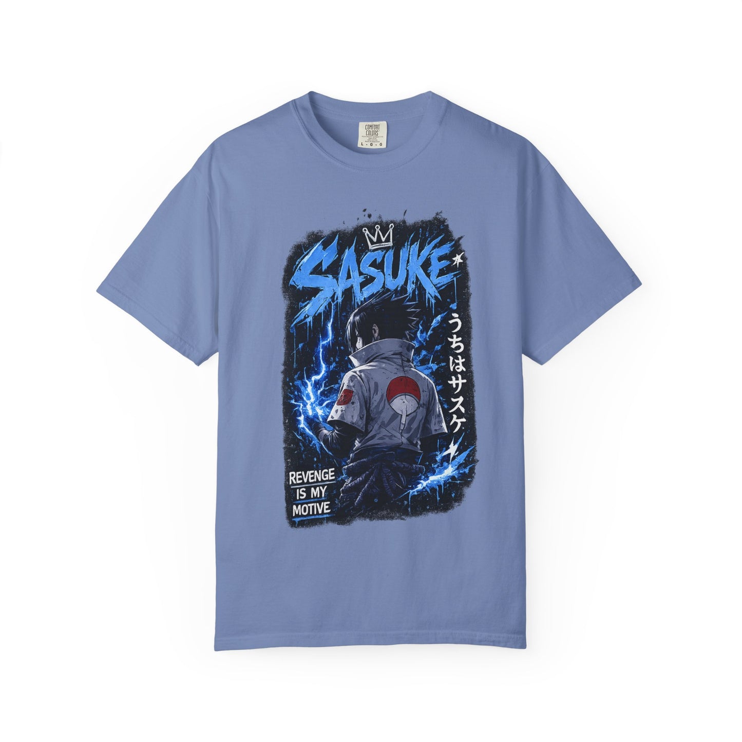 Sasuke Lightning Graphic T-Shirt — "Revenge Is My Motive" Anime Tee