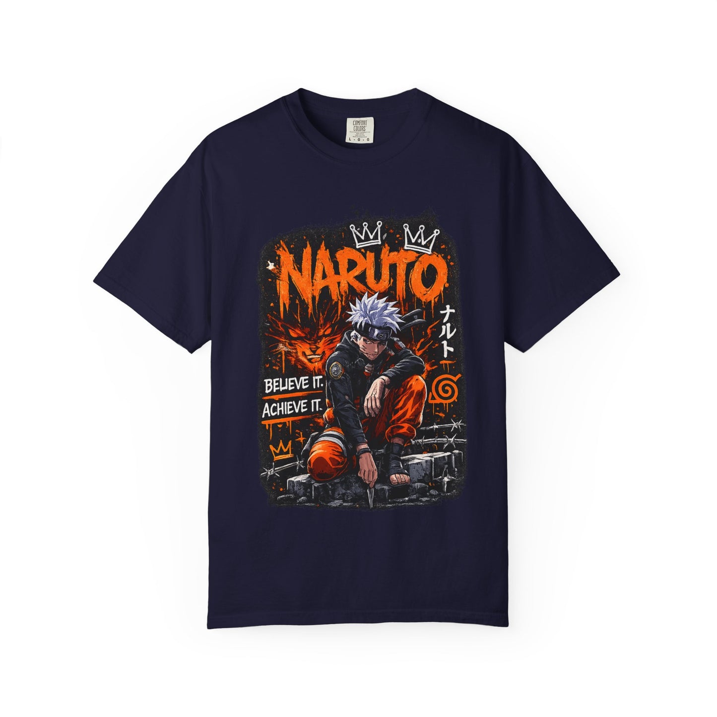 Anime Graphic T-Shirt - "Believe It, Achieve It" Naruto Streetwear Tee