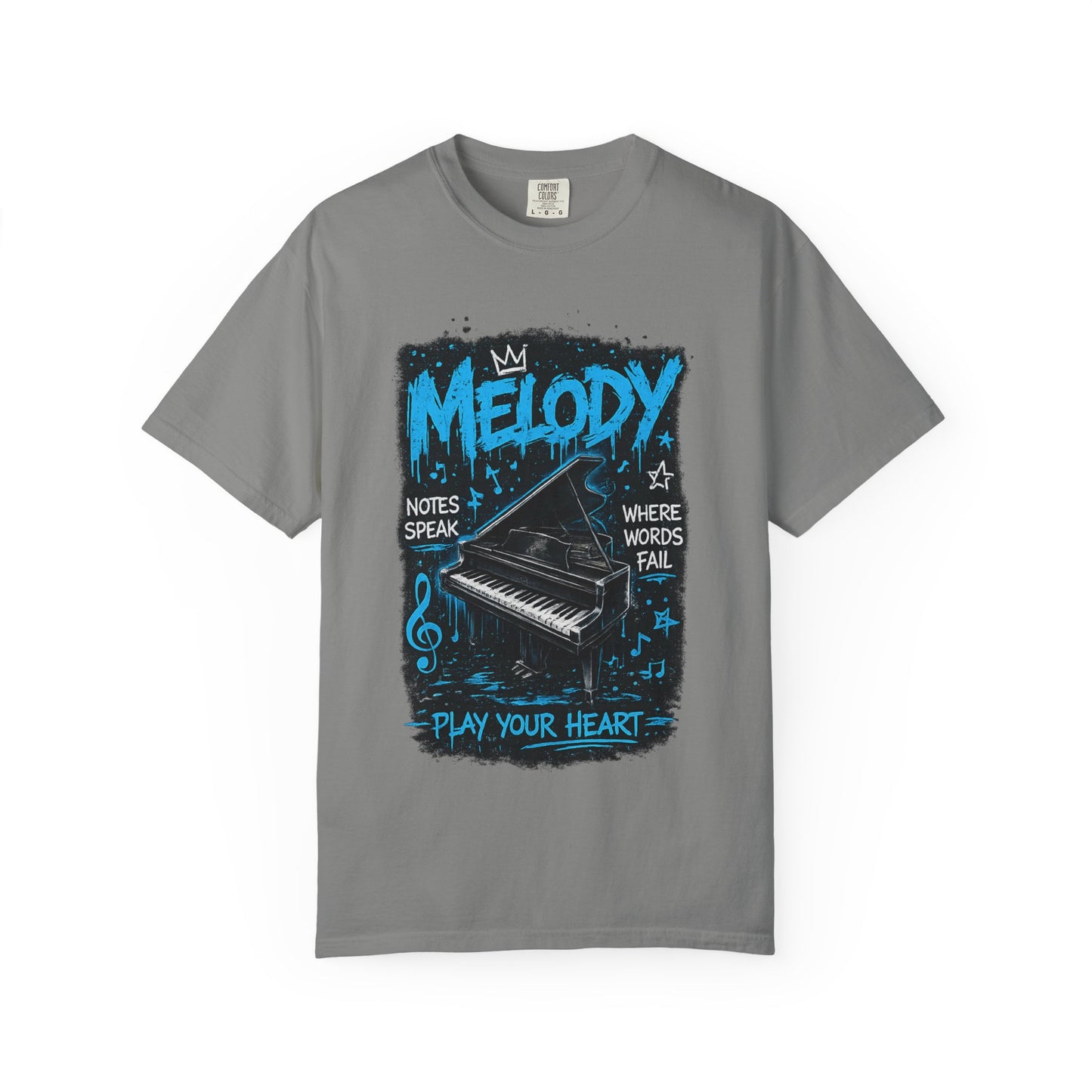 Melody Piano Graphic T-Shirt — "Play Your Heart" Music Lover Tee