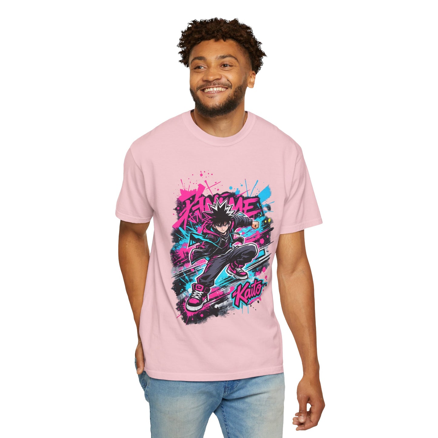 Skater Kaito Graphic T-Shirt — Neon Anime Streetwear