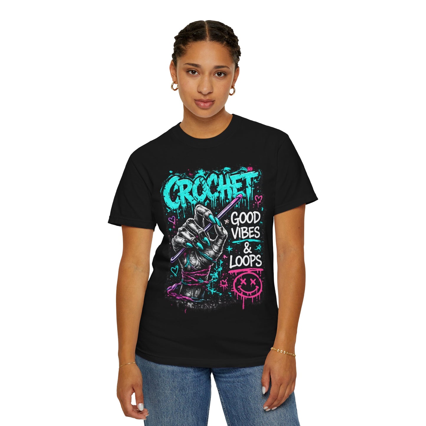 Crochet 'Good Vibes & Loops' Graphic T-Shirt