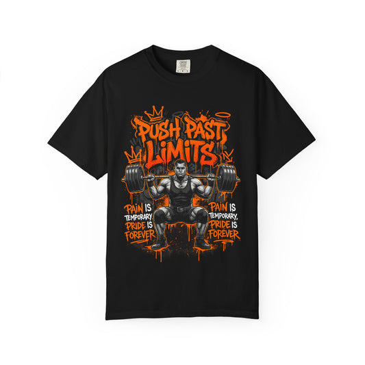 Push Past Limits weightlifting graphic tee | Motivational gym shirt