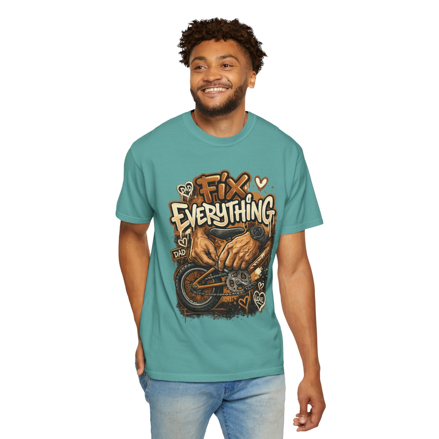 Fix Everything hands repairing bicycle T-Shirt | mechanic repair art