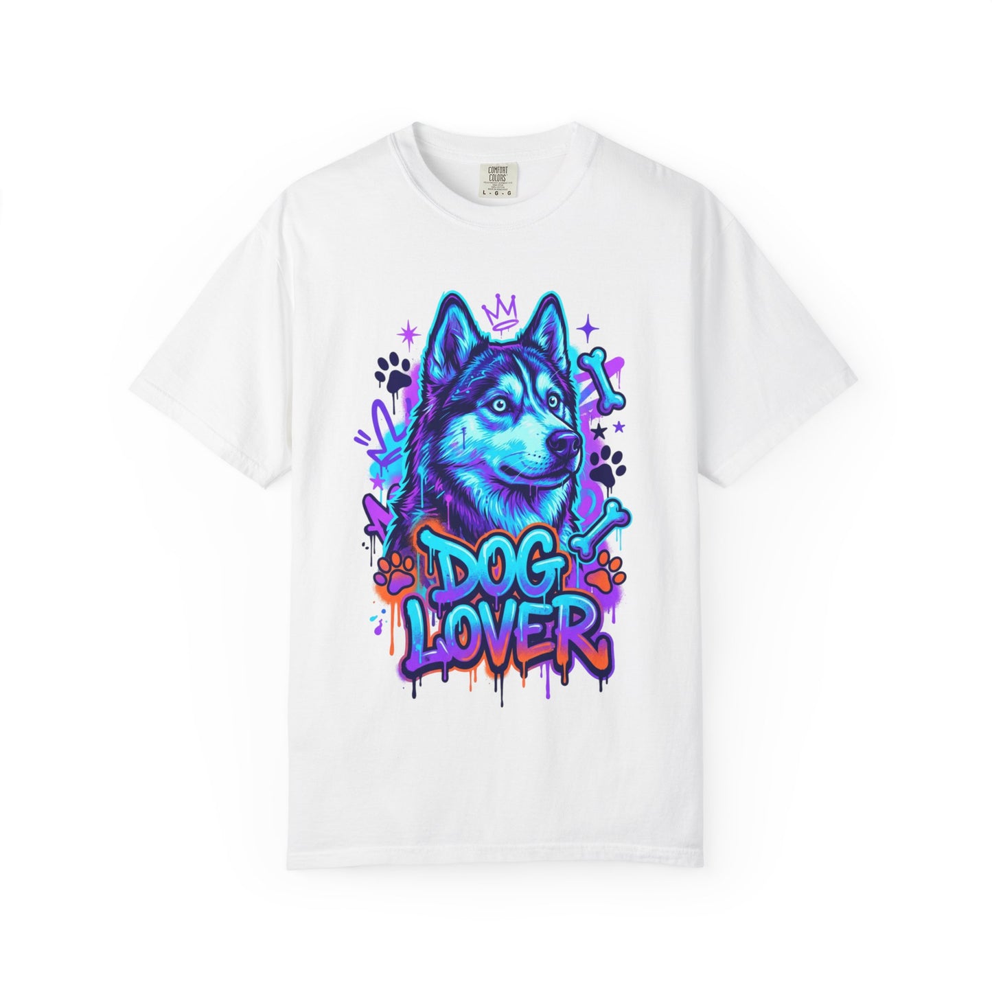 Dog Lover T-Shirt — Neon Husky Graphic Tee
