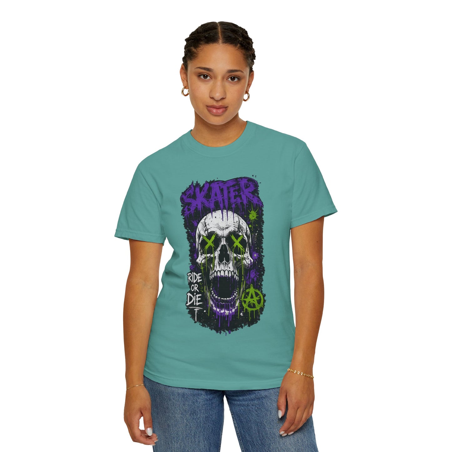 Skater Skull T-Shirt — "Ride or Die" Graphic Tee