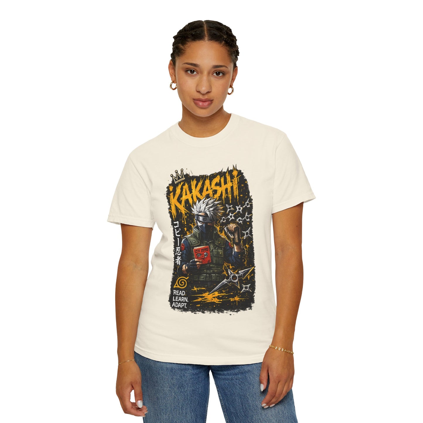 Kakashi Graphic T-Shirt — Anime Ninja Print, 'Read. Learn. Adapt.'