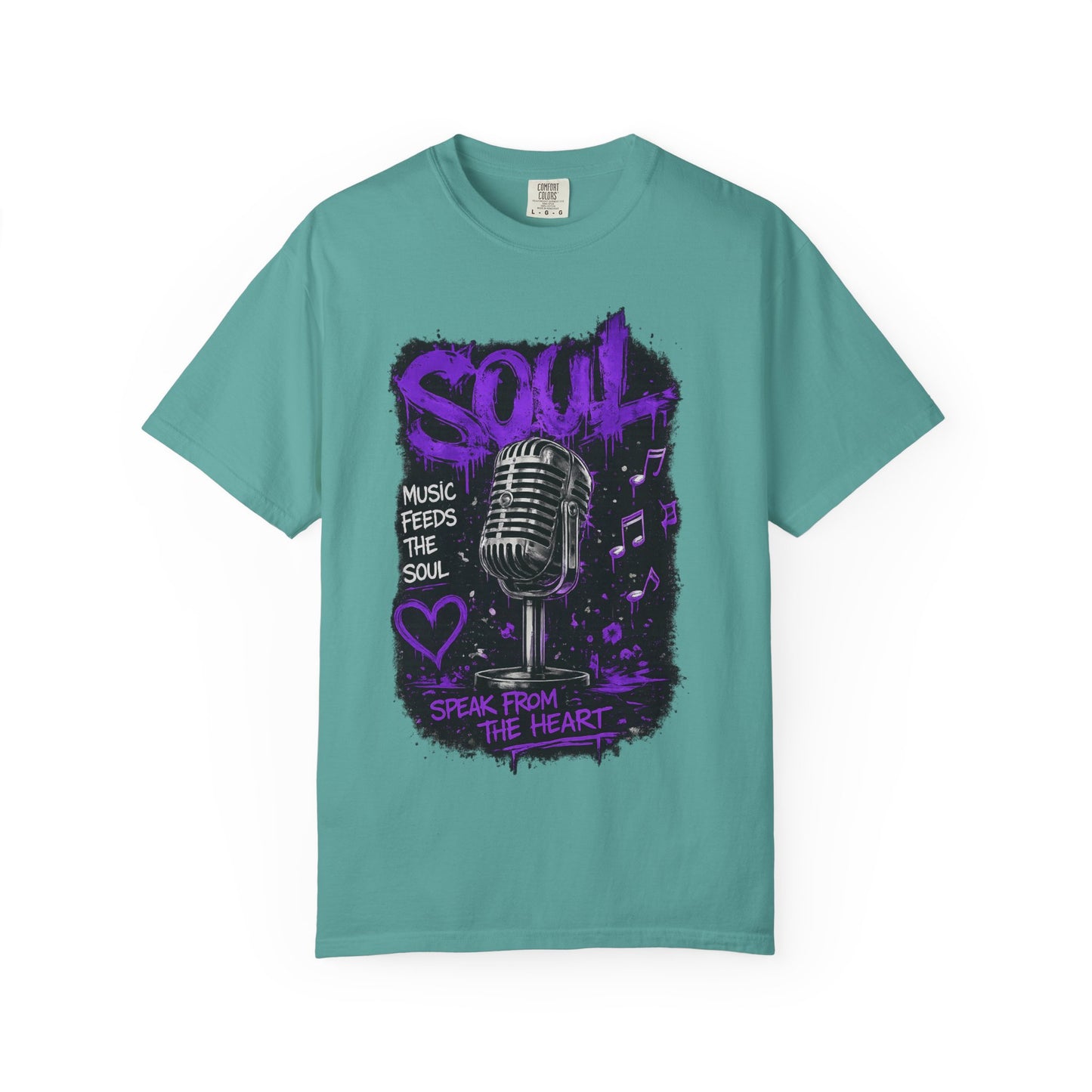Soul Microphone T-Shirt — "Music Feeds the Soul" Vintage Mic Tee