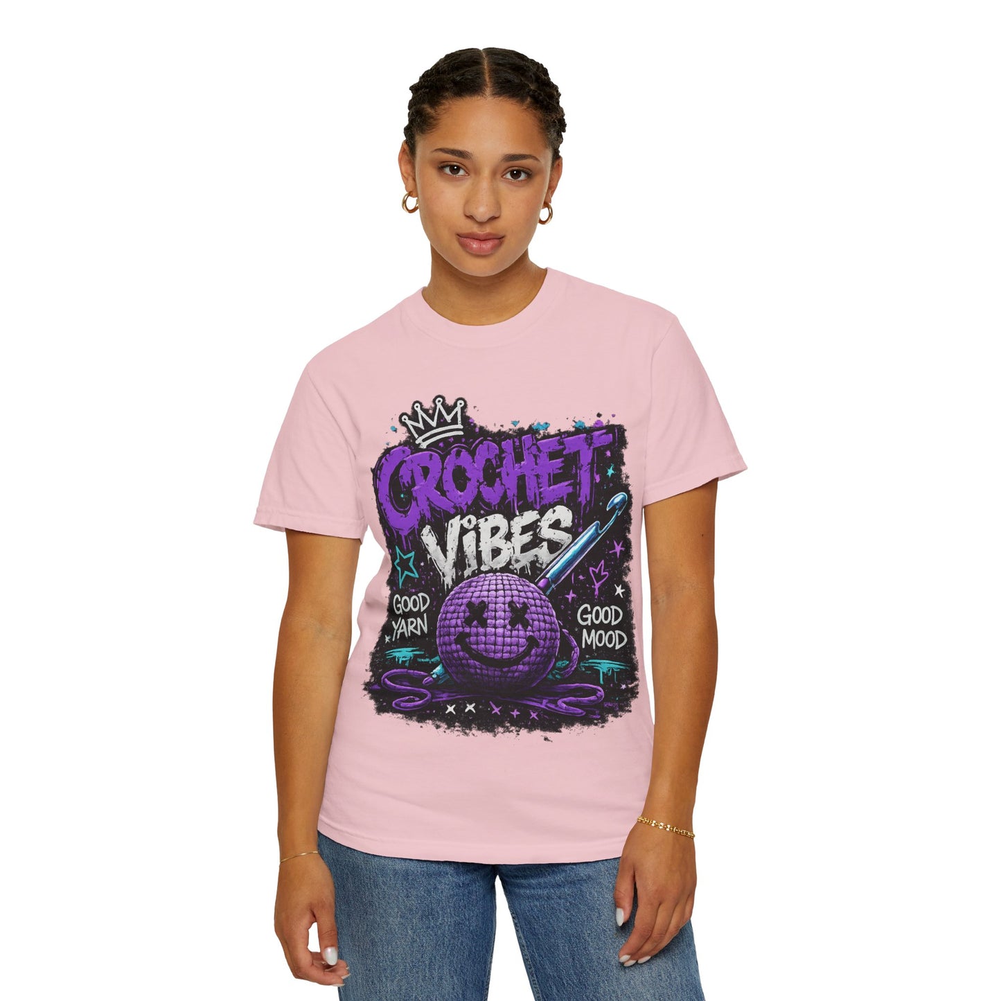 Crochet Vibes T-Shirt — 'Good Yarn, Good Mood' Graphic Tee