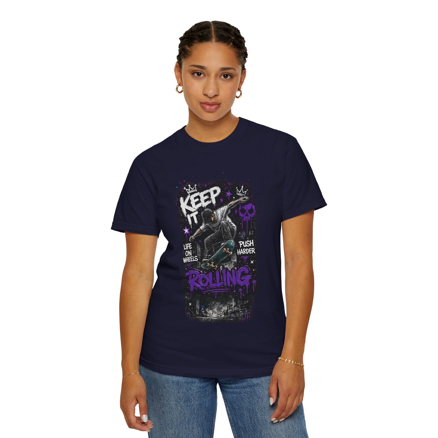 Keep It Rolling Skateboard T-Shirt — "Keep It Rolling" Graphic Tee