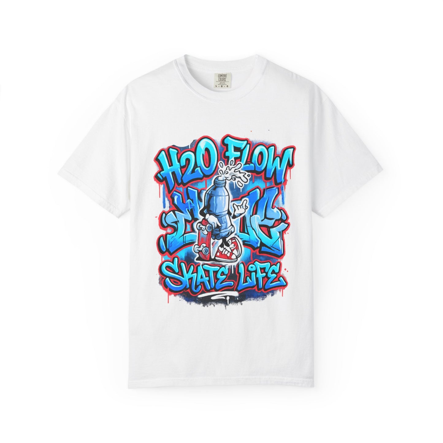 H2O Flow Skate Life T-Shirt | Graffiti Soda Can Skateboard Design