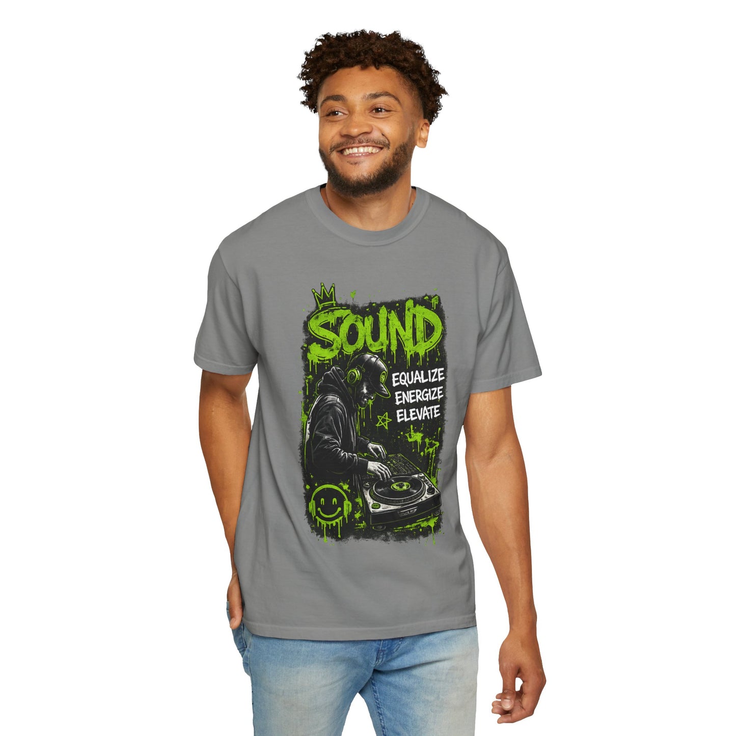 Sound DJ T-Shirt — "Sound: Equalize, Energize, Elevate" Graphic Tee