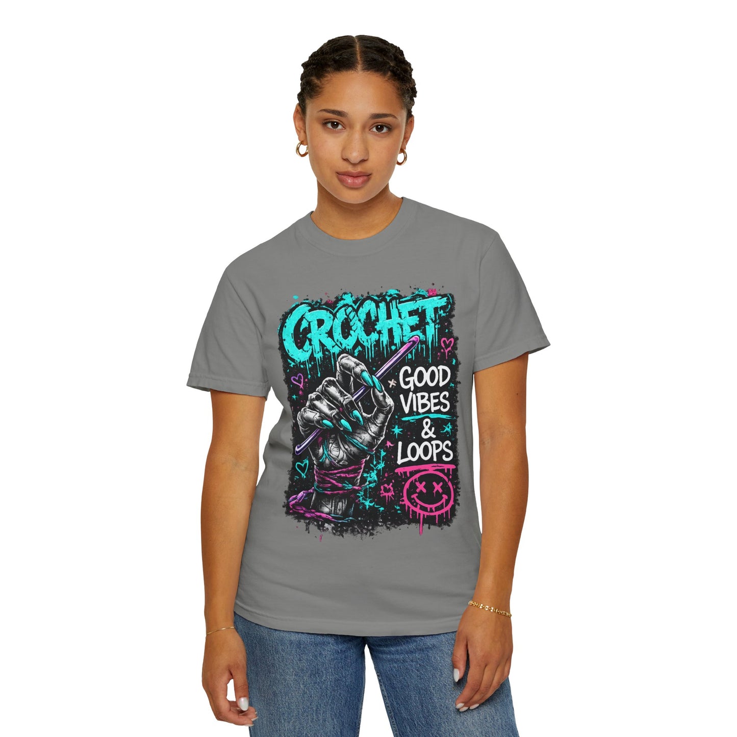 Crochet 'Good Vibes & Loops' Graphic T-Shirt