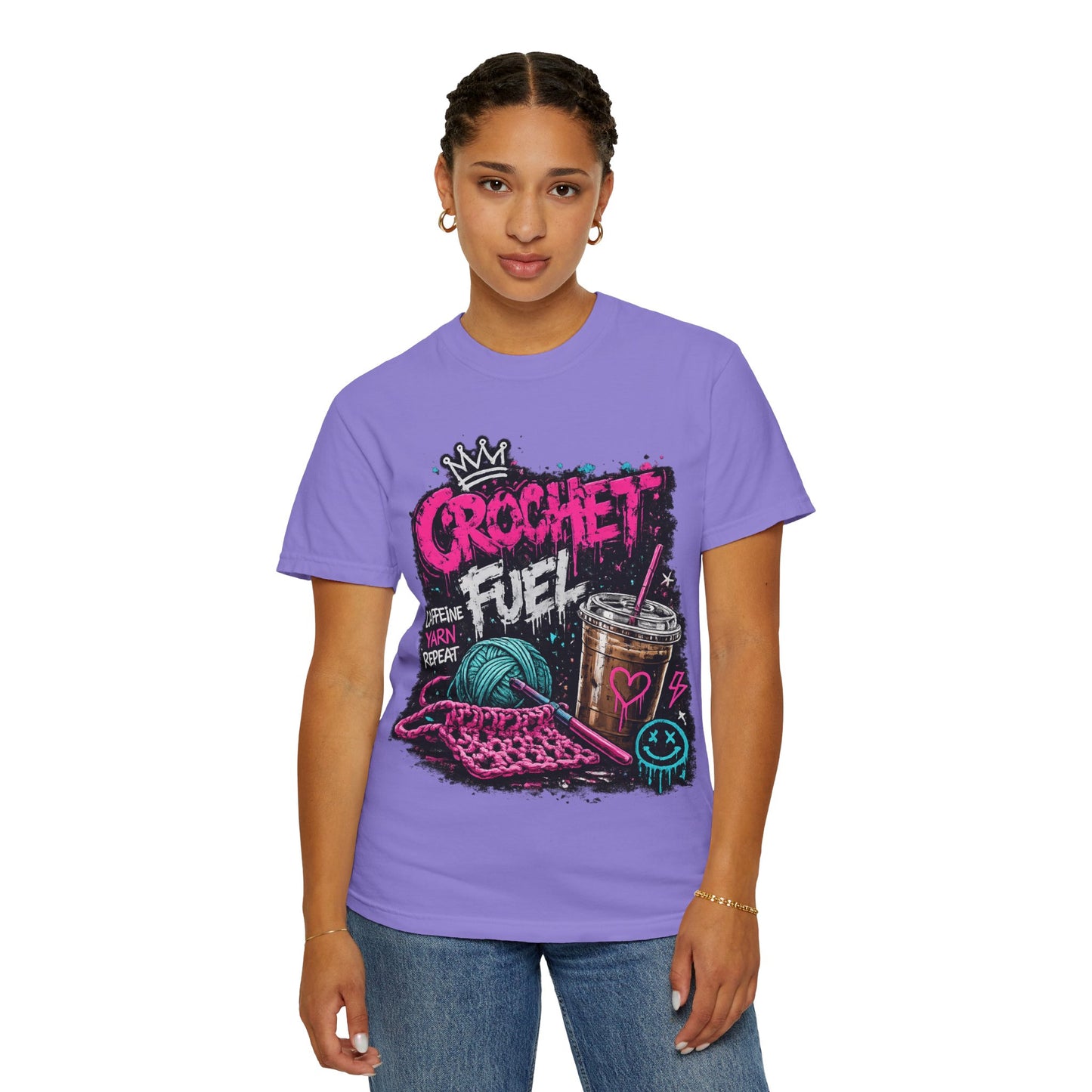 Crochet Fuel T-Shirt — Funny Yarn & Coffee Crochet Tee for Crafters