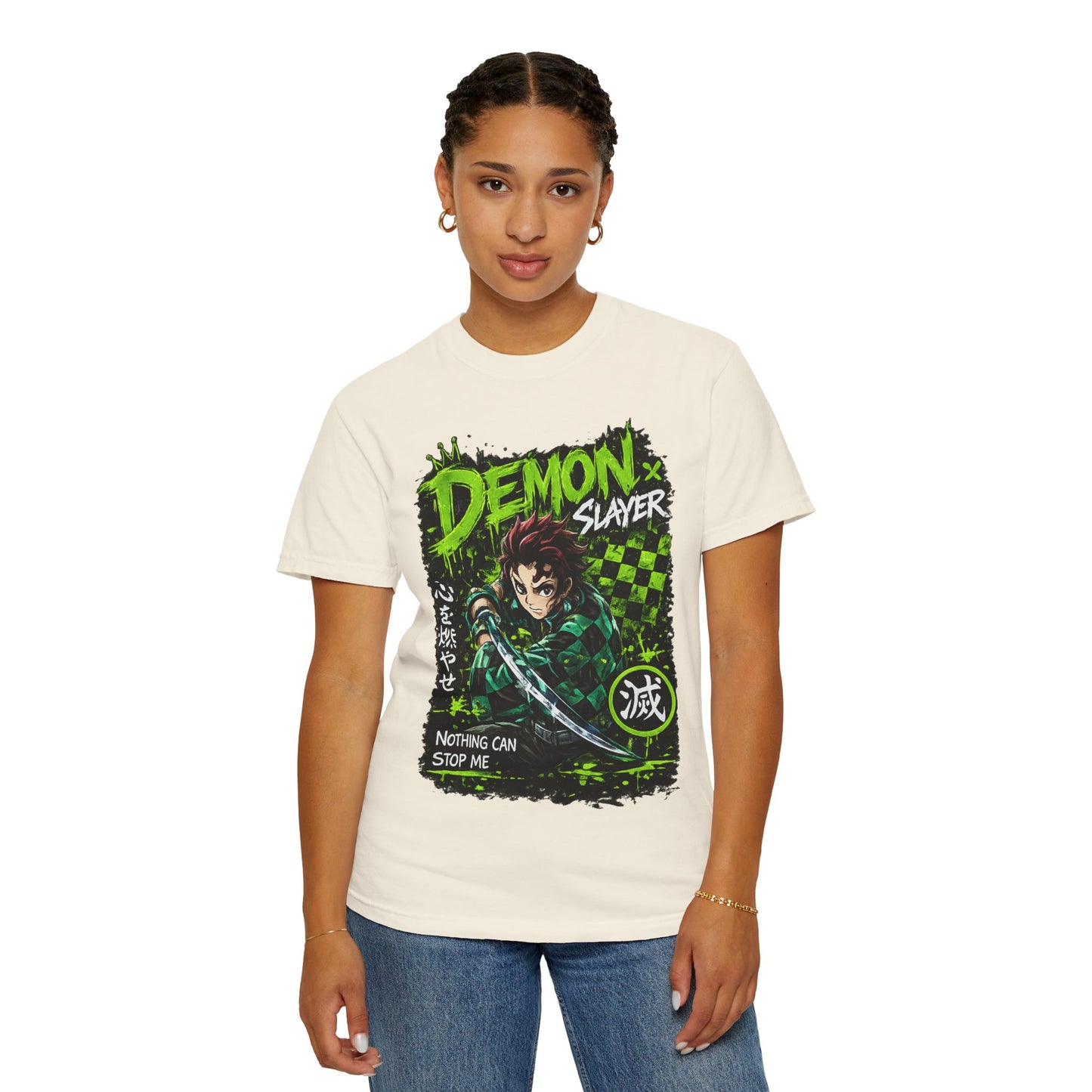Demon Slayer Graphic T-Shirt — 'Nothing Can Stop Me' Anime Hero Tee