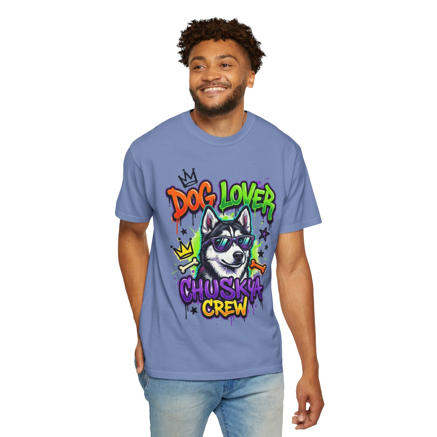 Dog Lover Husky Crew T-Shirt — Graphic Cool Husky Tee for Pet Owners
