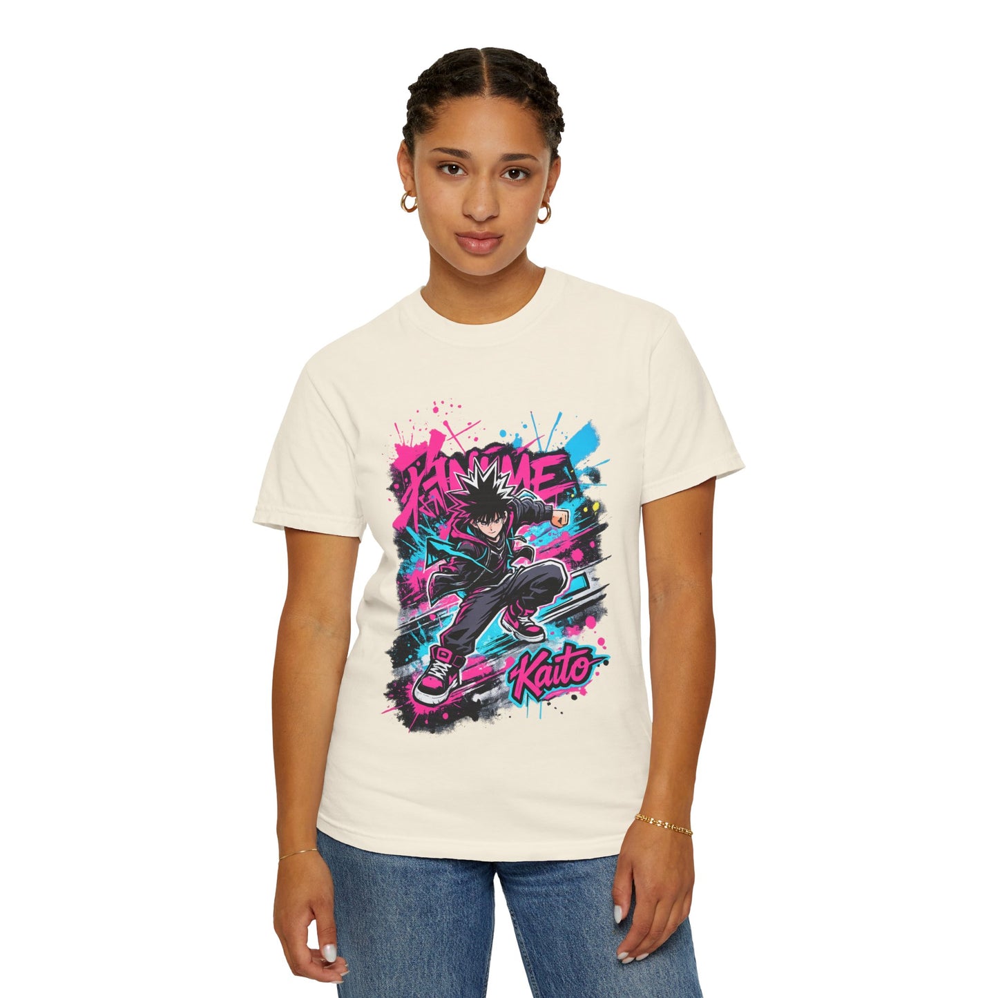 Skater Kaito Graphic T-Shirt — Neon Anime Streetwear
