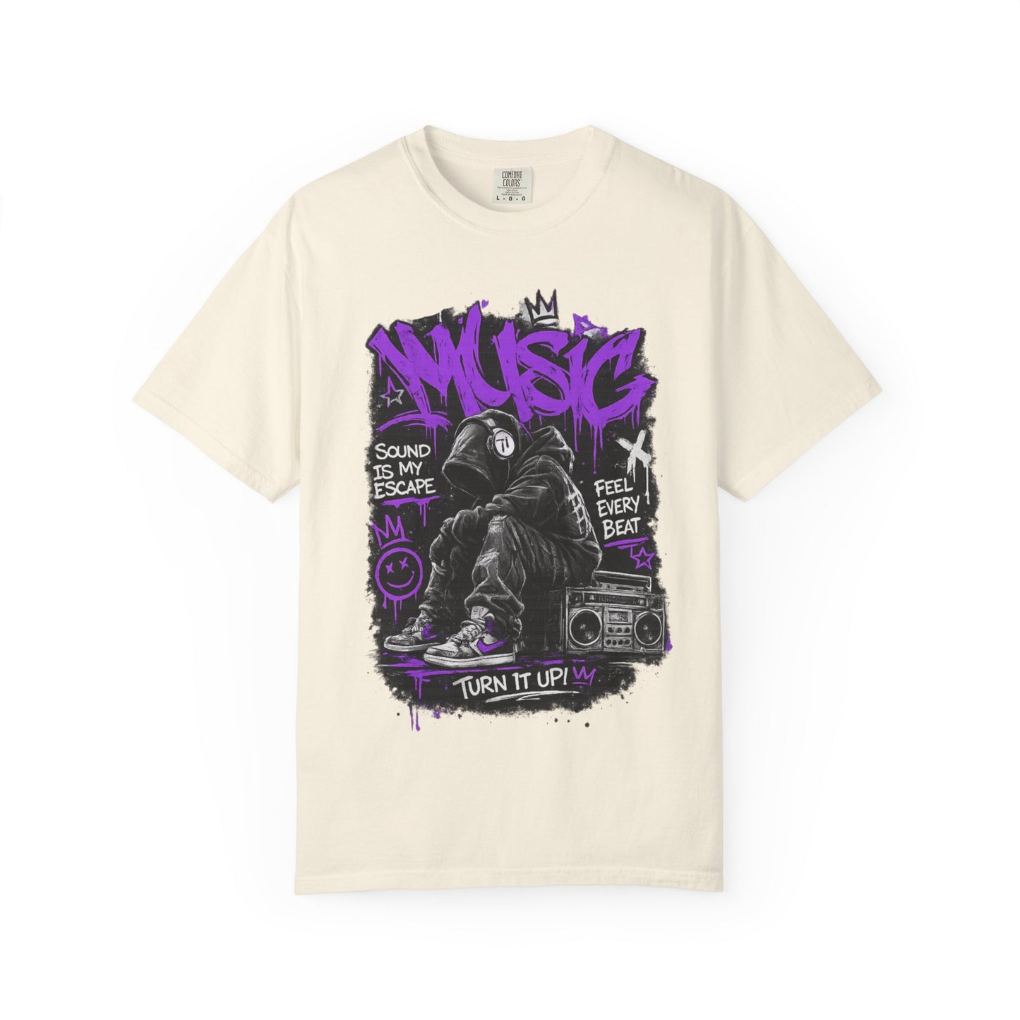 Music Graffiti Streetwear T-Shirt | Hip Hop Boombox Illustration